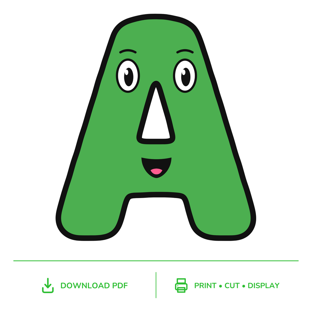 Green Character Display Lettering Pack - Uppercase A–Z