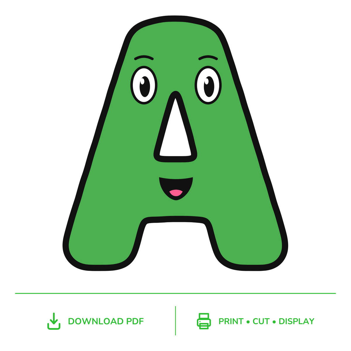 Green Character Display Lettering Pack - Uppercase A–Z