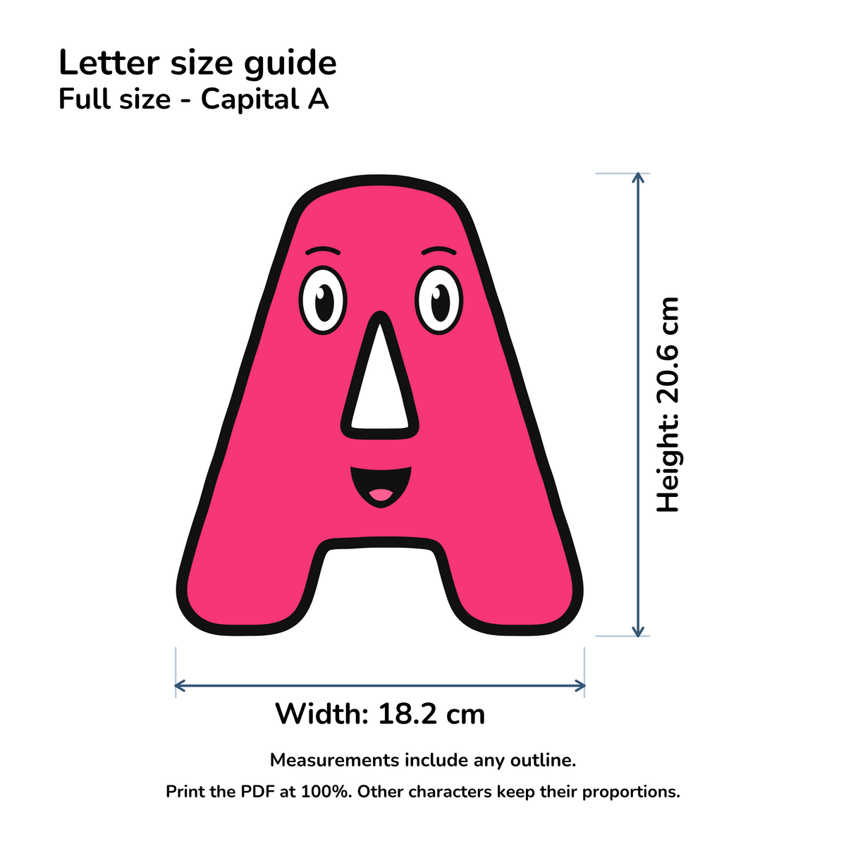 Pink Character Display Lettering Pack - Uppercase A–Z