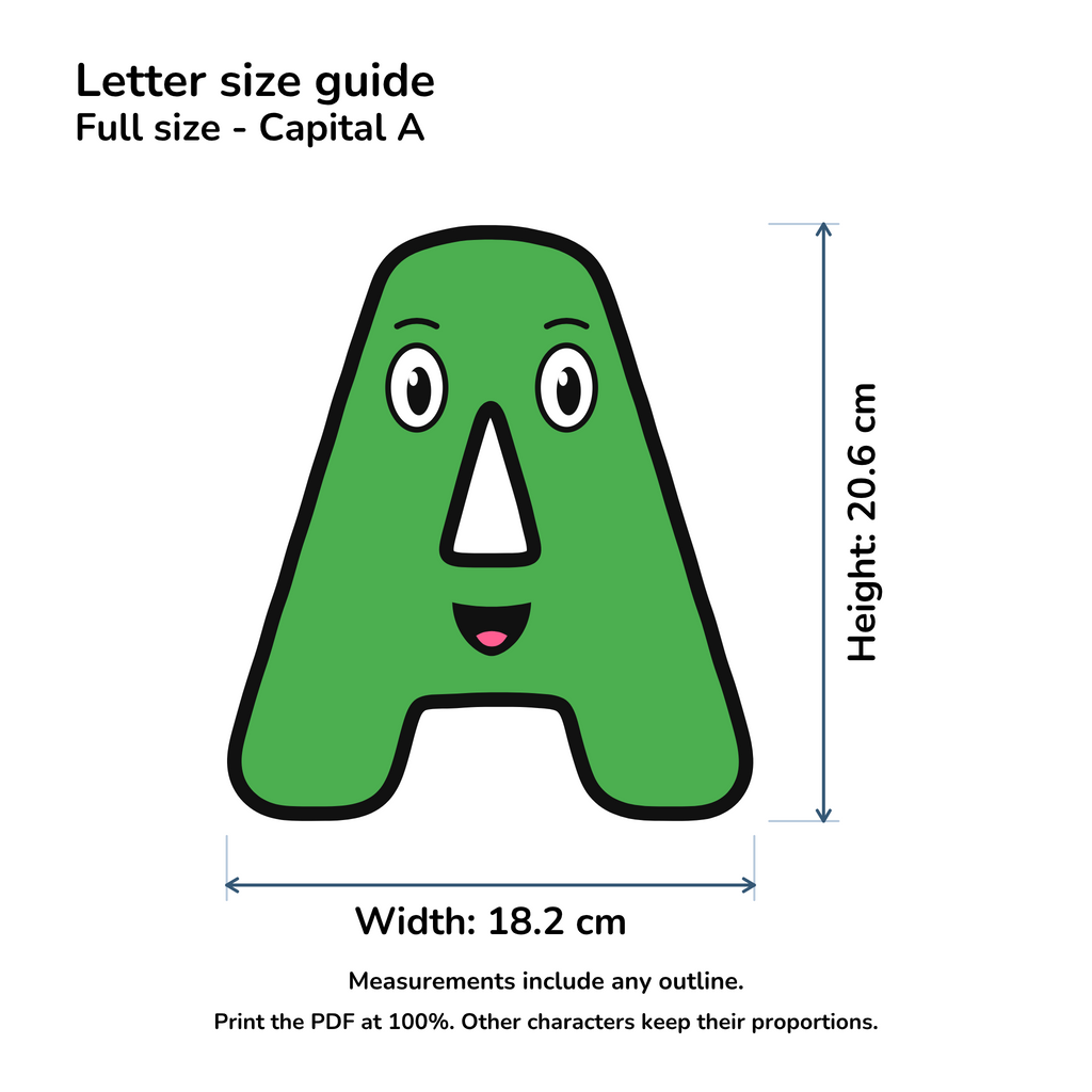 Green Character Display Lettering Pack - Uppercase A–Z