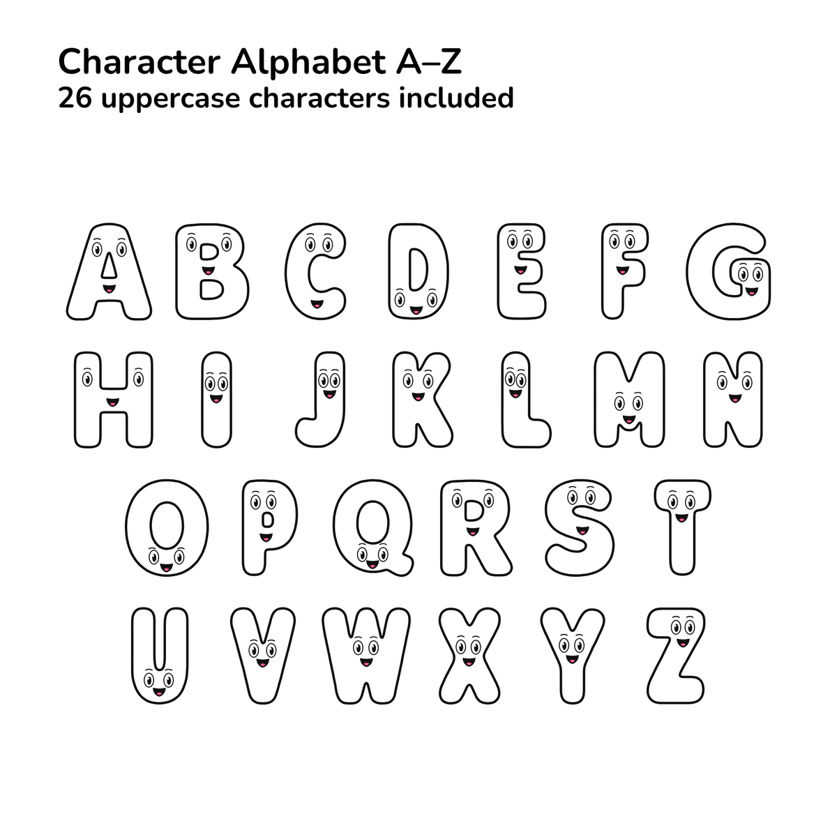 White Character Display Lettering Pack - Uppercase A–Z