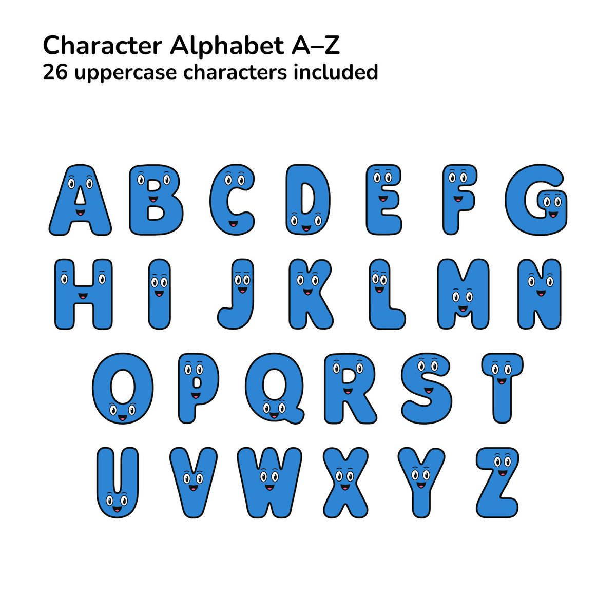 Blue Character Display Lettering Pack - Uppercase A–Z