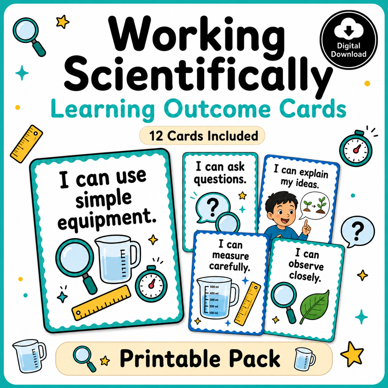 Working Scientifically: Year 1 Learning Outcome Cards – 12 “I Can” Statements
