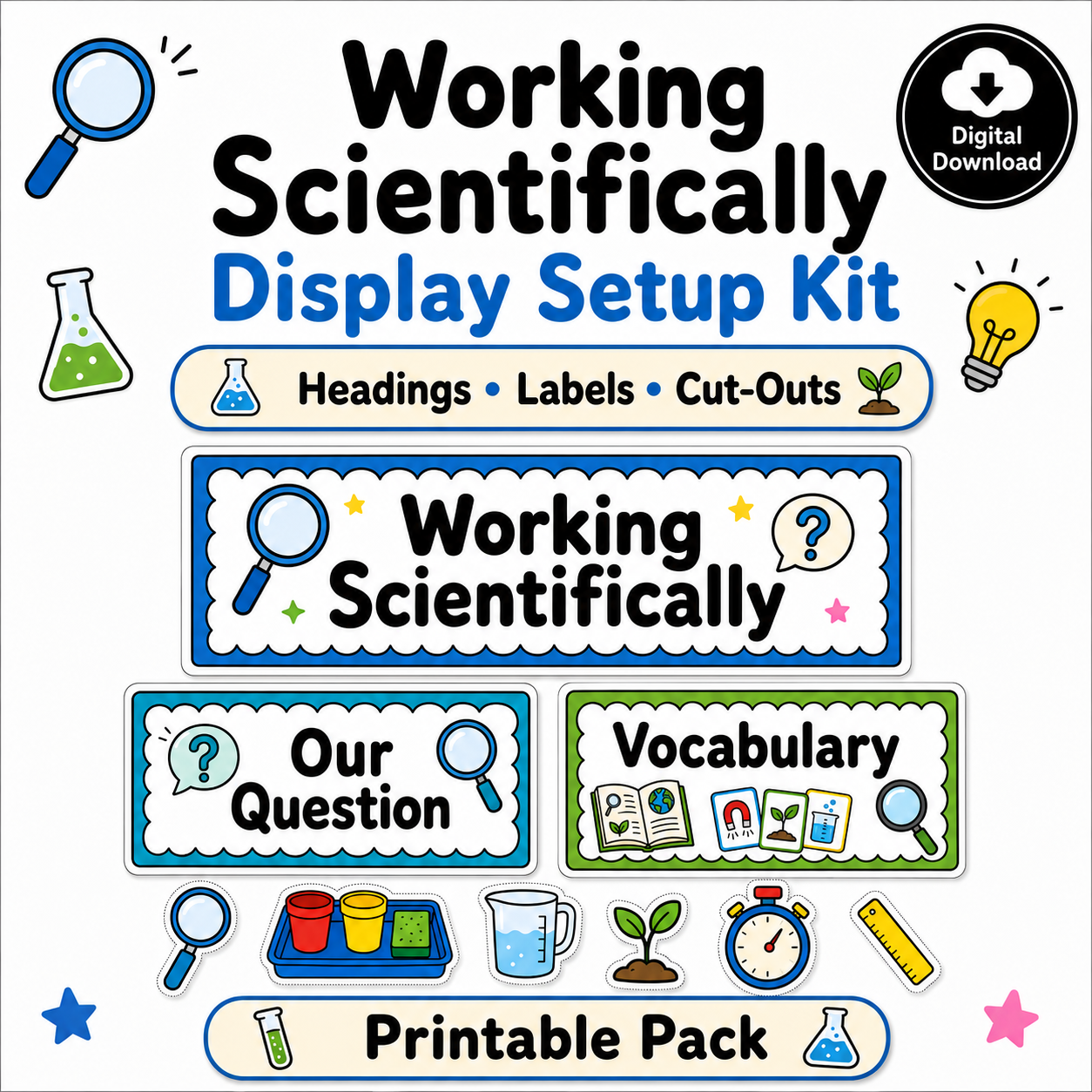 Working Scientifically: Year 1 Display Setup Kit – Headings, Labels & Cut-Outs