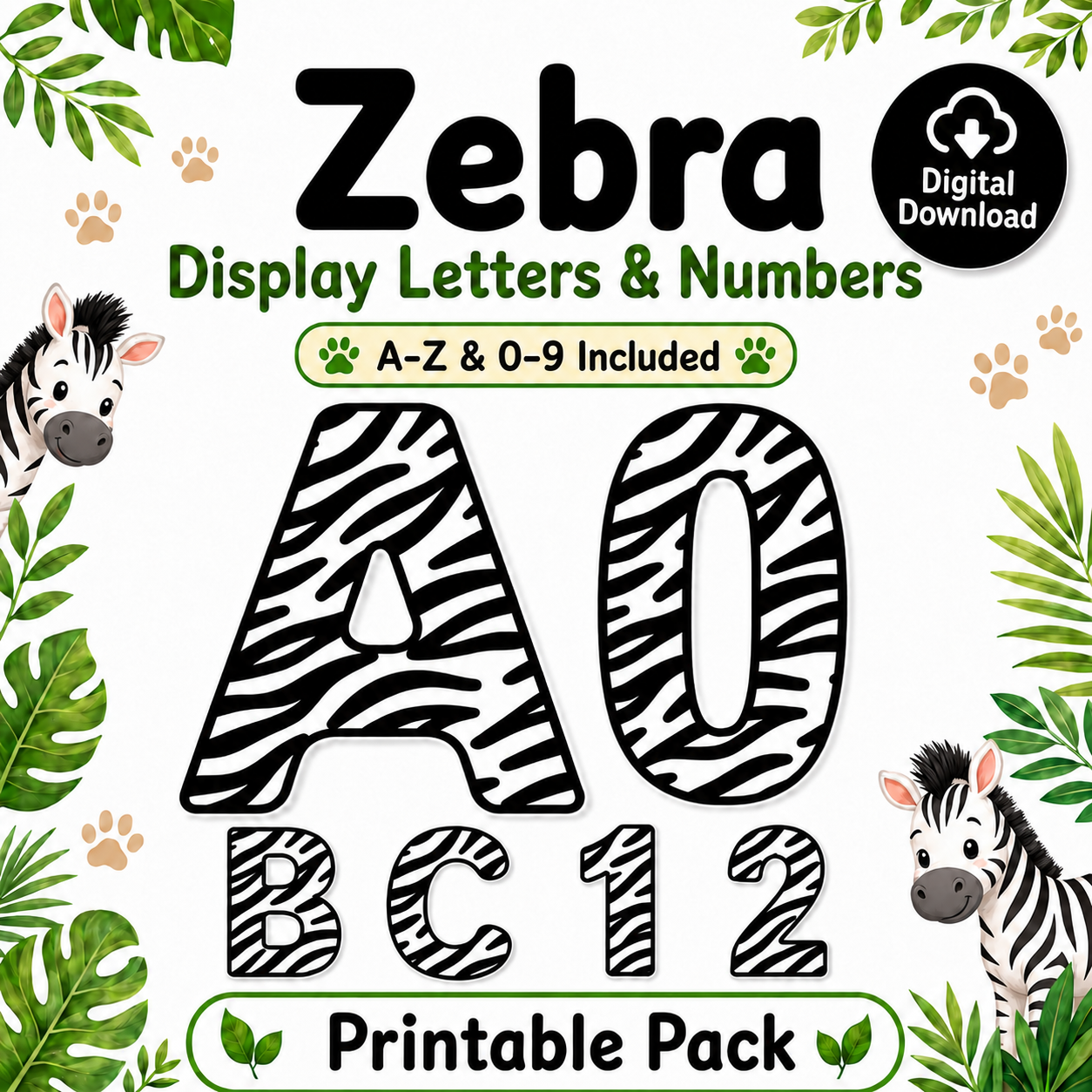 Zebra: Display Letters & Numbers (A–Z + 0–9)