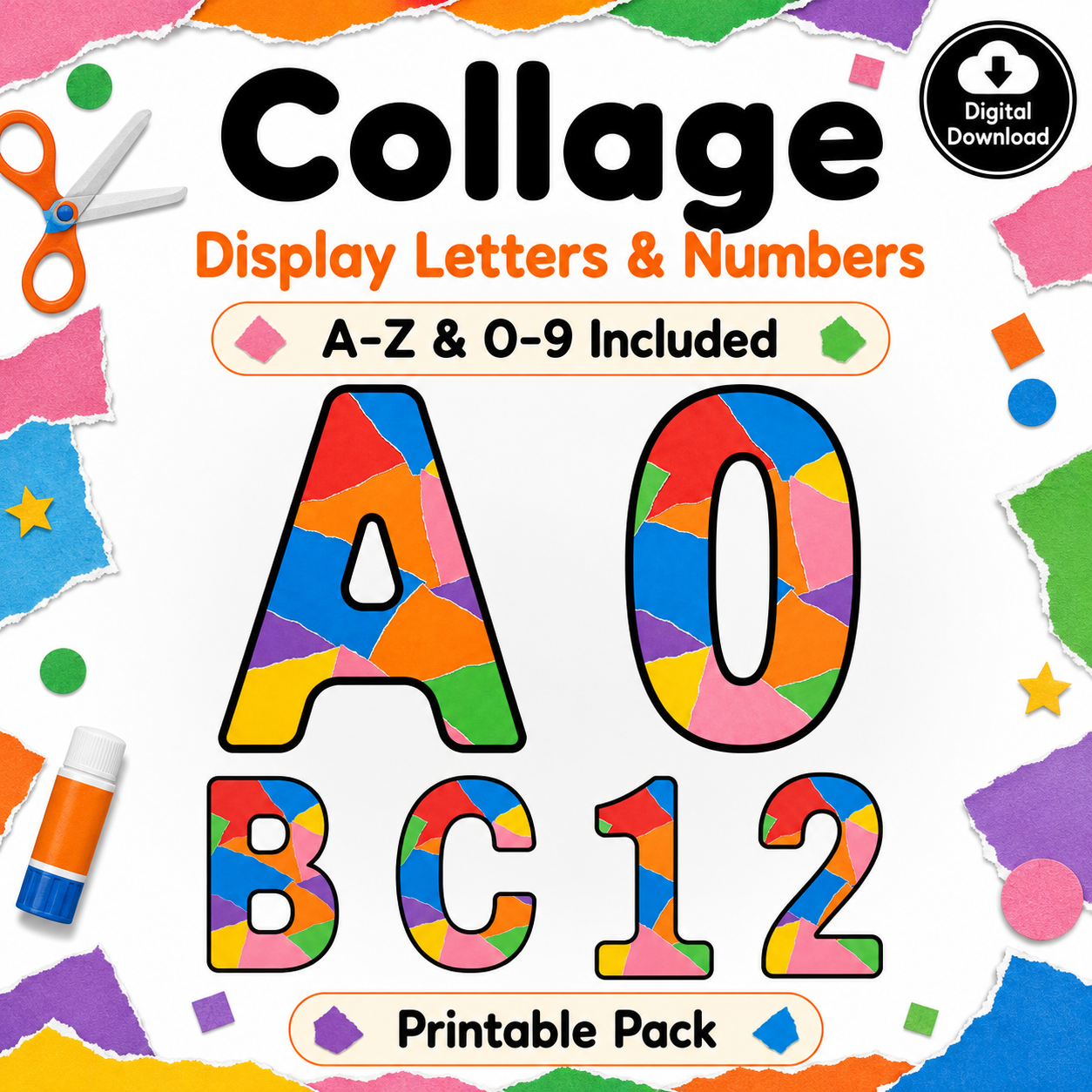 Collage: Display Letters & Numbers (A–Z + 0–9)