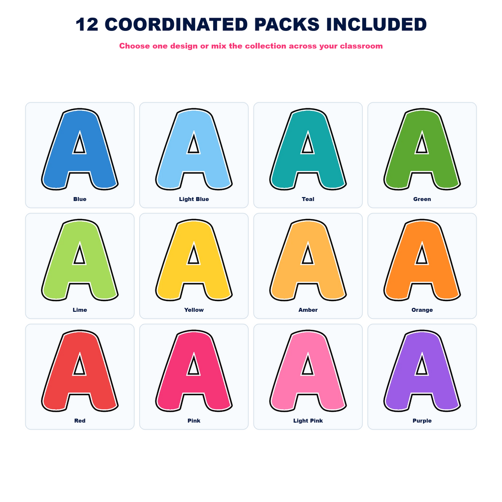Colour Display Lettering Collection - Set 01 - 12 Uppercase A–Z Packs