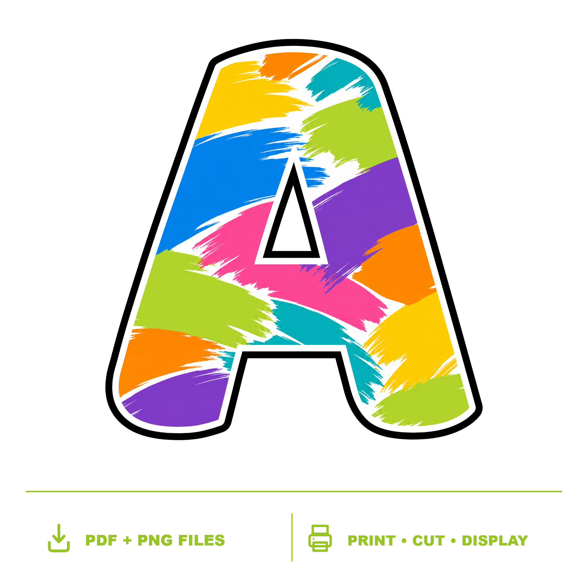 Colour Pop Brushstrokes Display Lettering Pack - Set 01 - Uppercase A-Z