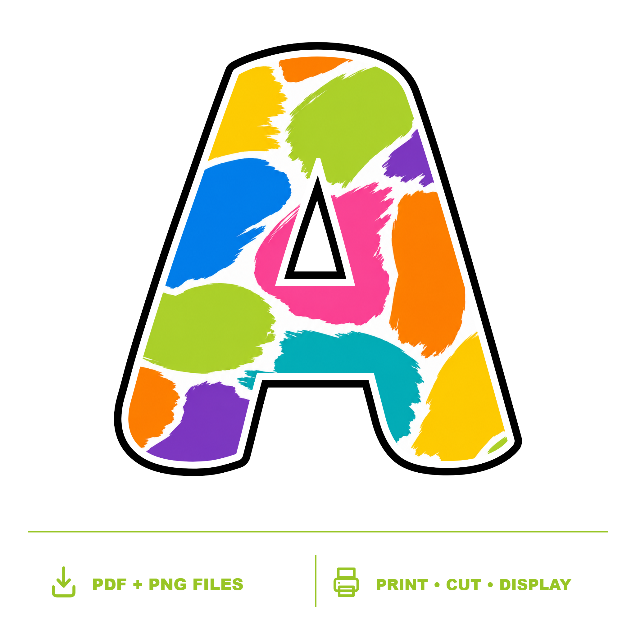 Colour Pop Paint Dabs Display Lettering Pack - Set 01 - Uppercase A-Z