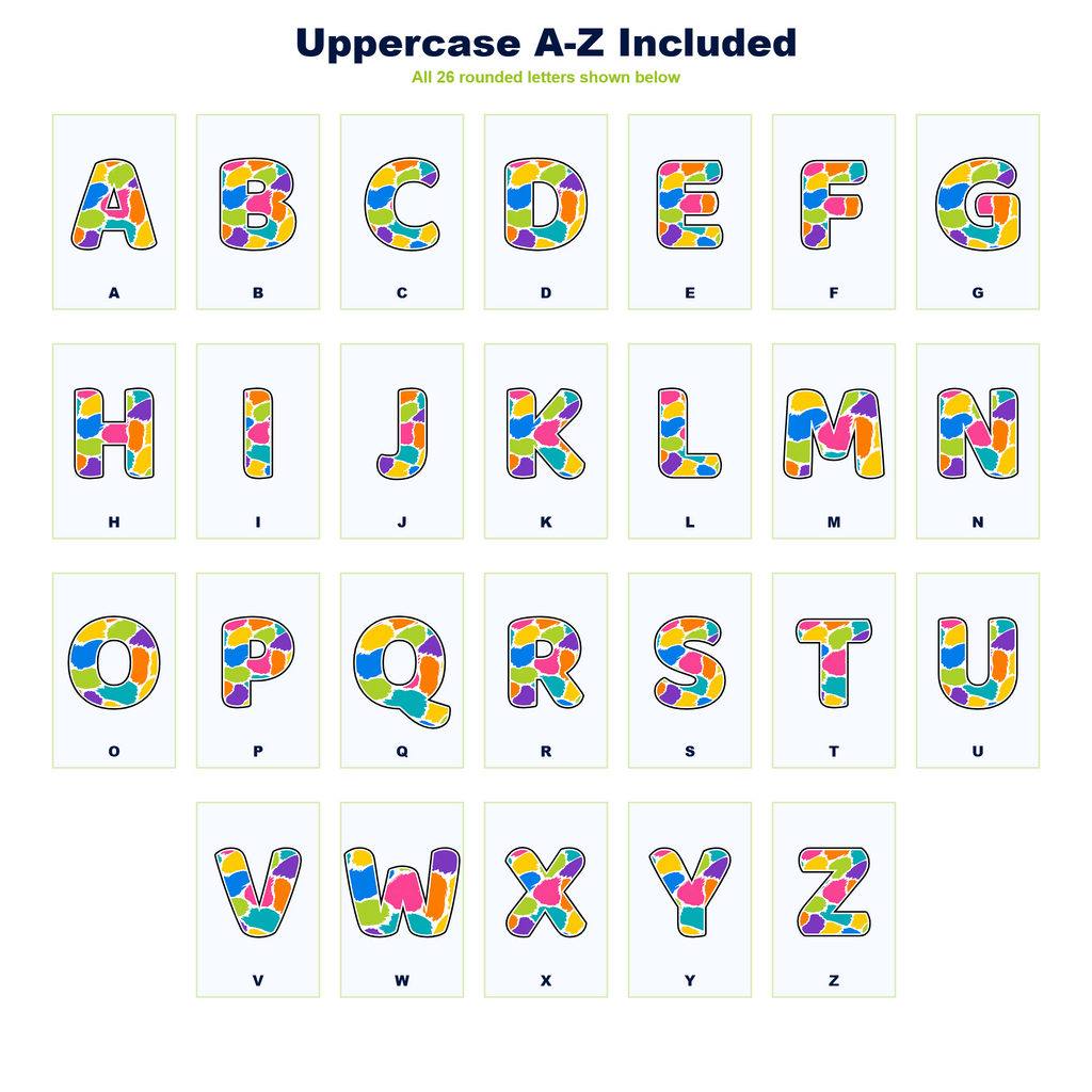 Colour Pop Paint Dabs Display Lettering Pack - Set 01 - Uppercase A-Z