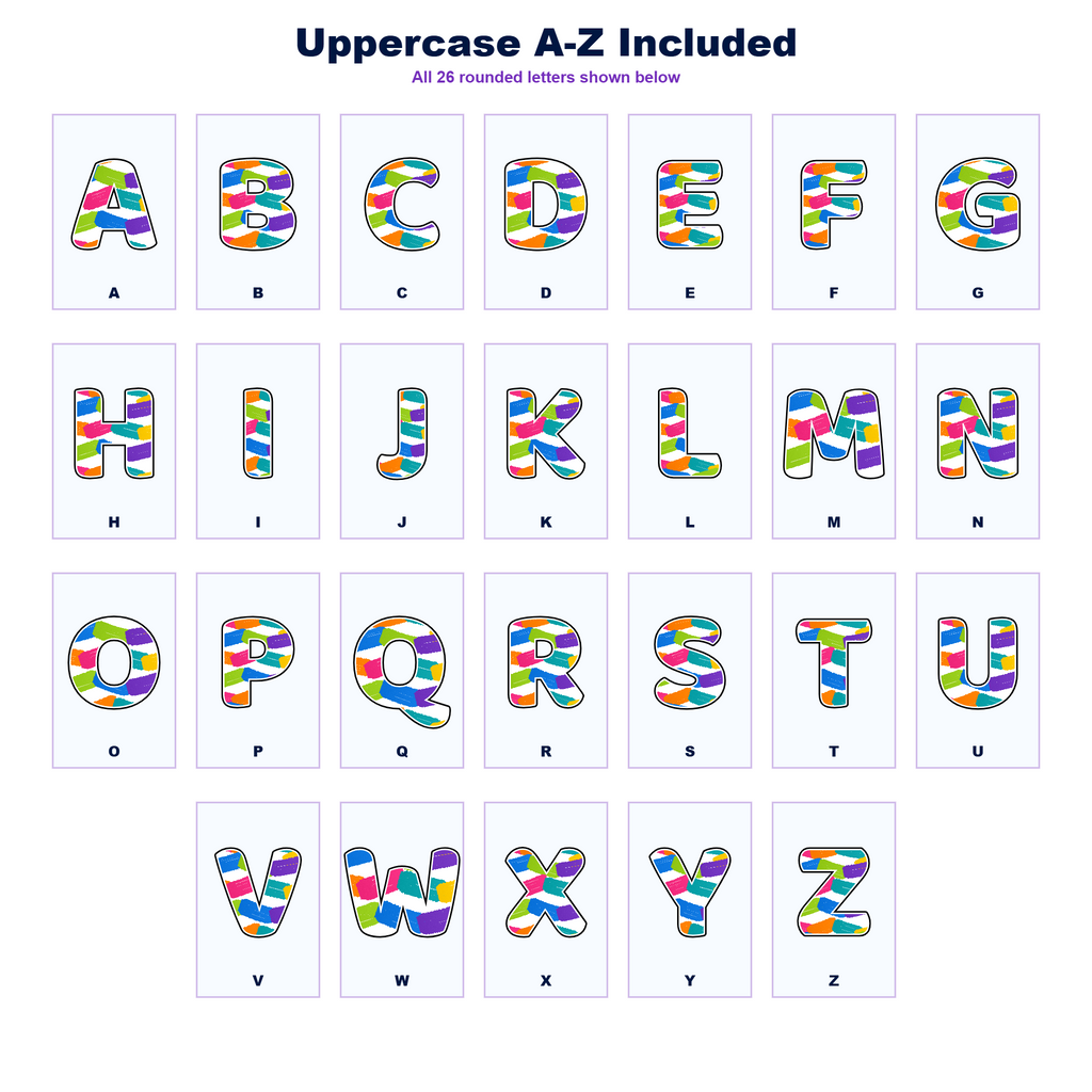 Colour Pop Scrapes Display Lettering Pack - Set 01 - Uppercase A-Z