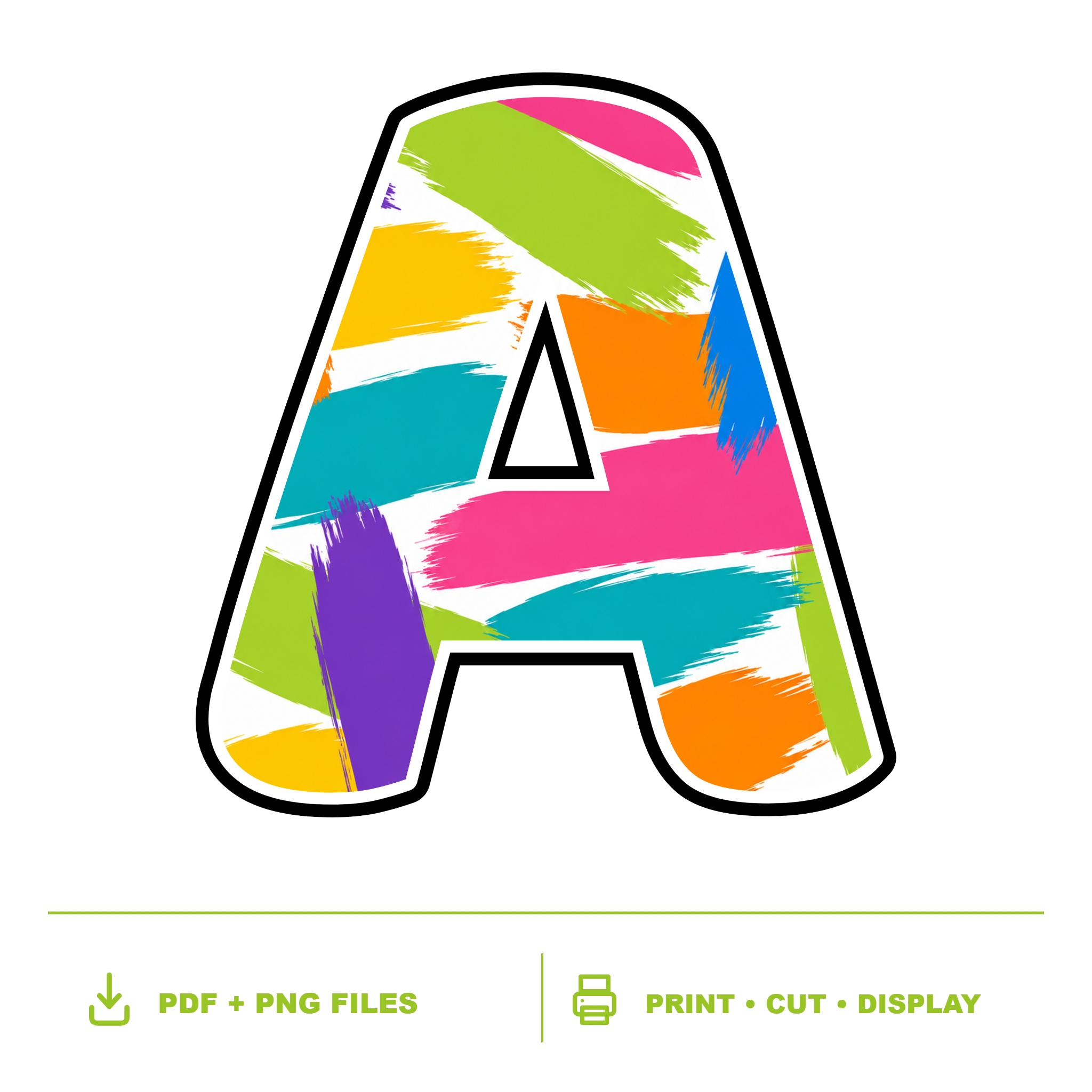 Colour Pop Painted Bands Display Lettering Pack - Set 01 - Uppercase A-Z