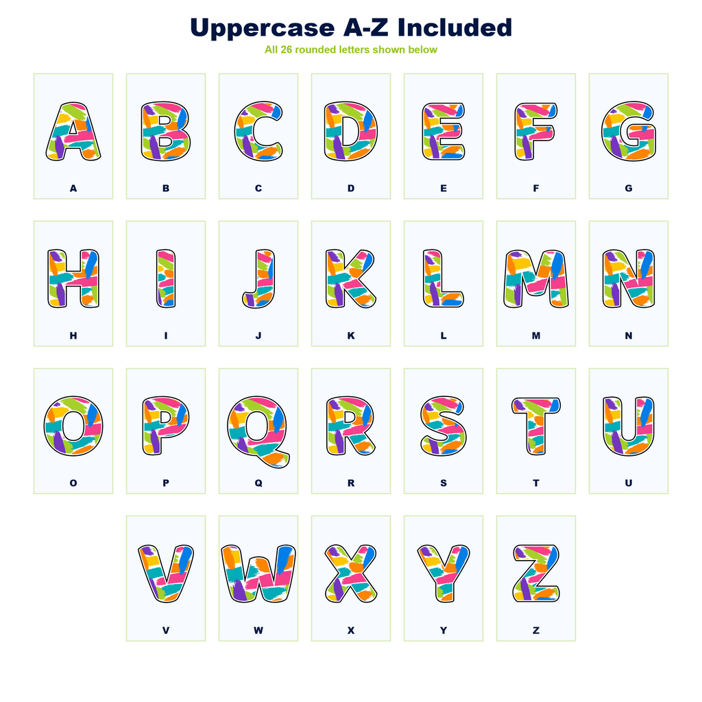 Colour Pop Painted Bands Display Lettering Pack - Set 01 - Uppercase A-Z