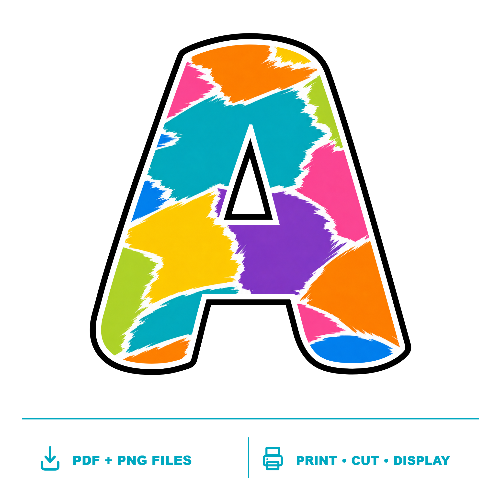 Colour Pop Painted Patchwork Display Lettering Pack - Set 01 - Uppercase A-Z