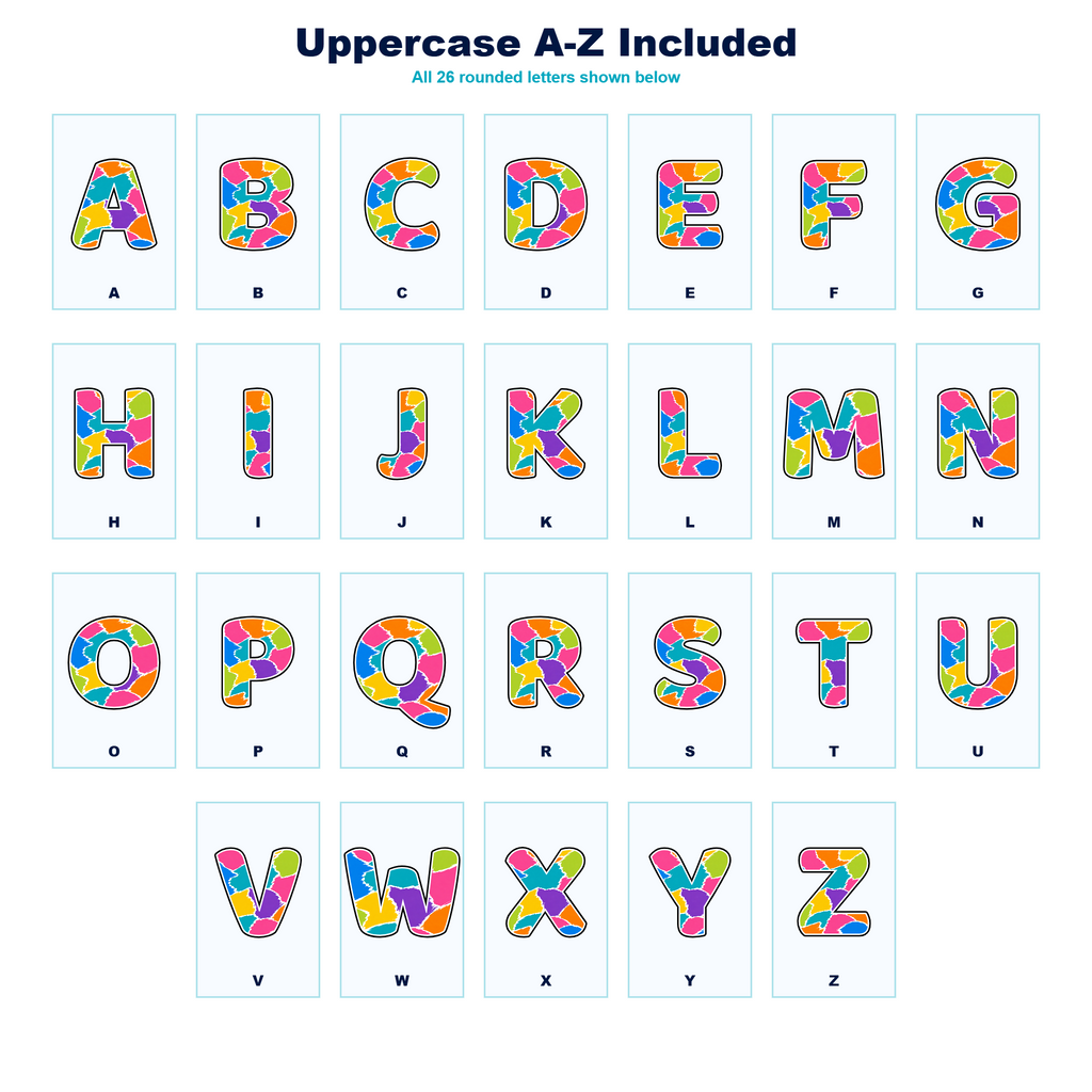 Colour Pop Painted Patchwork Display Lettering Pack - Set 01 - Uppercase A-Z