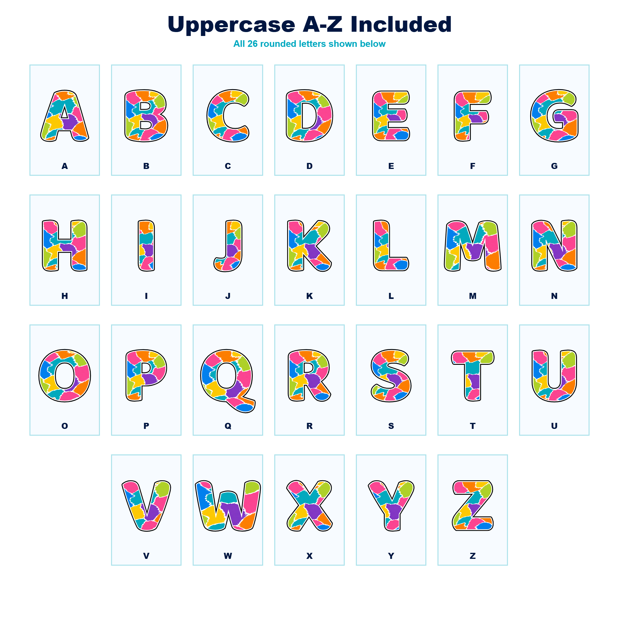 Colour Pop Painted Patchwork Display Lettering Pack - Set 01 - Uppercase A-Z