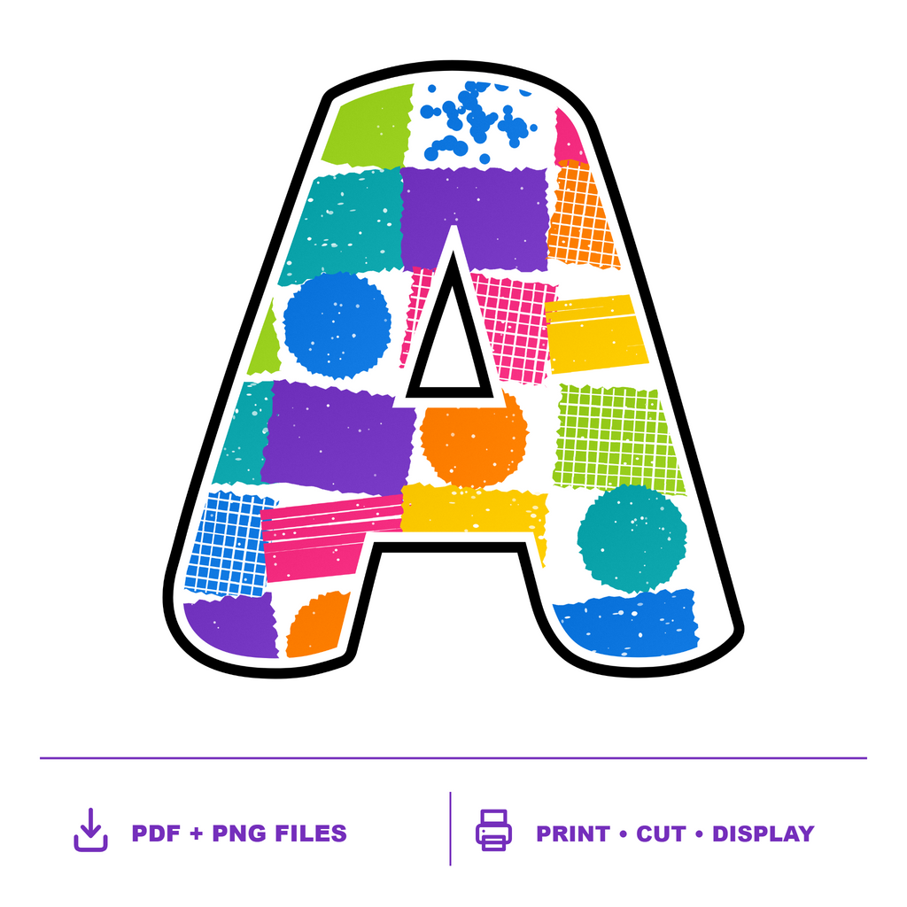 Colour Pop Print Marks Display Lettering Pack - Set 01 - Uppercase A-Z