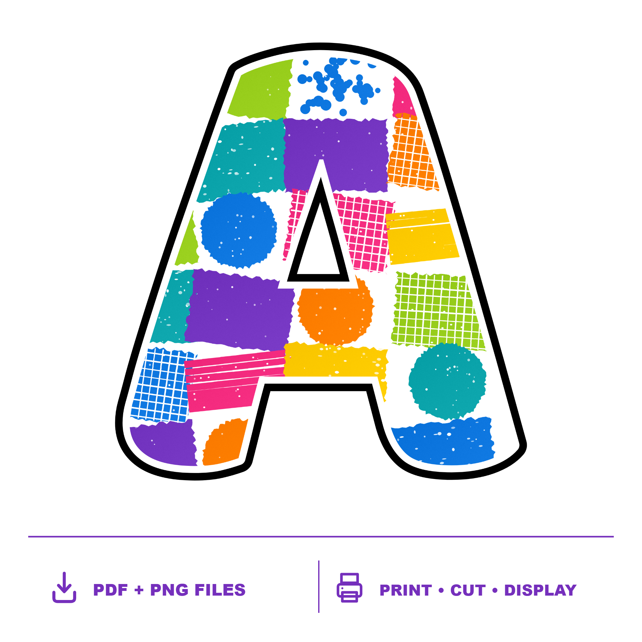 Colour Pop Print Marks Display Lettering Pack - Set 01 - Uppercase A-Z