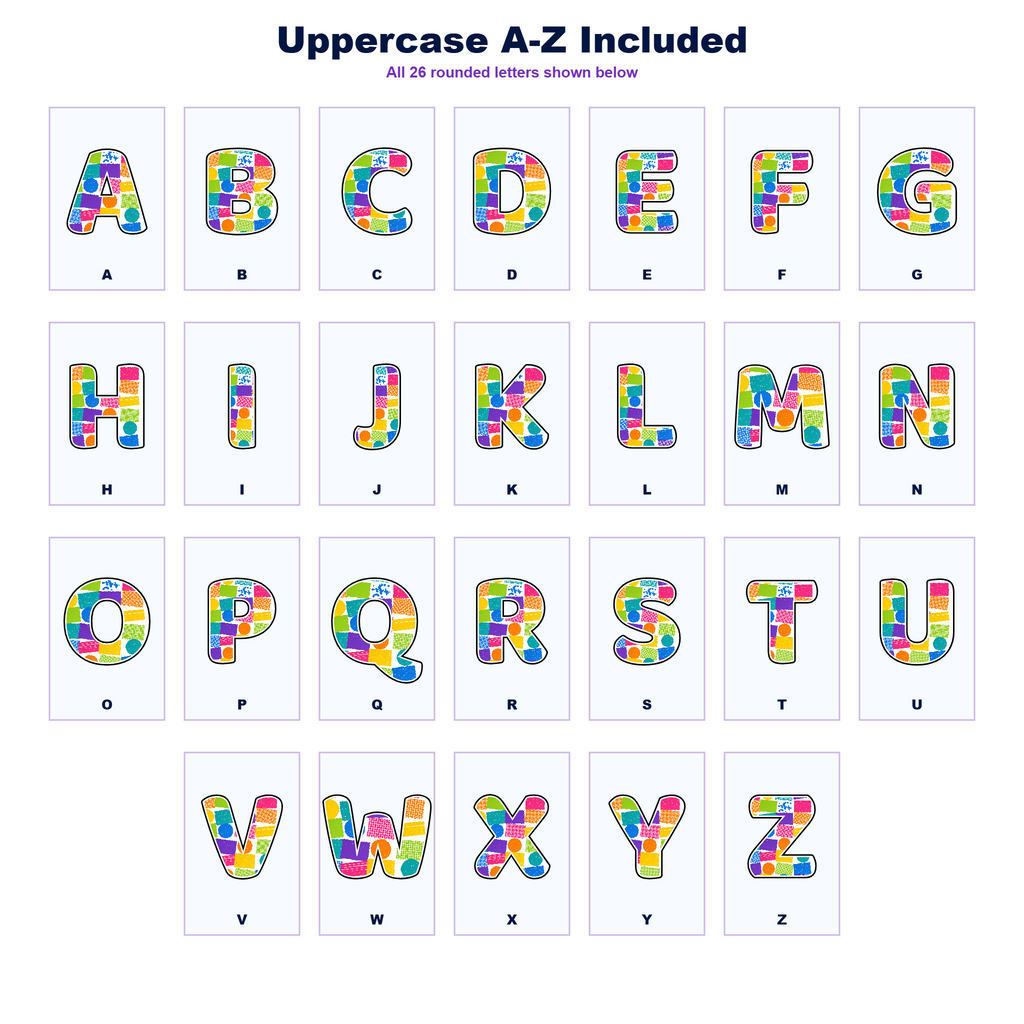 Colour Pop Print Marks Display Lettering Pack - Set 01 - Uppercase A-Z