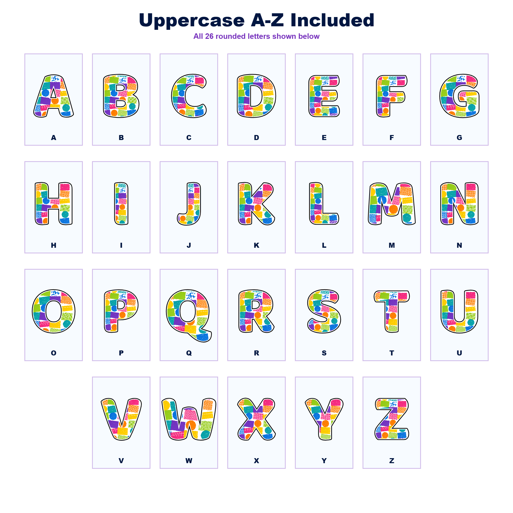 Colour Pop Print Marks Display Lettering Pack - Set 01 - Uppercase A-Z