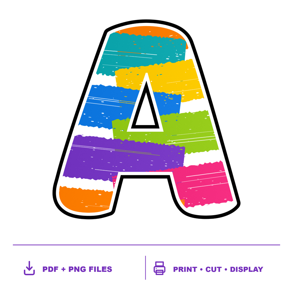 Colour Pop Roller Marks Display Lettering Pack - Set 01 - Uppercase A-Z