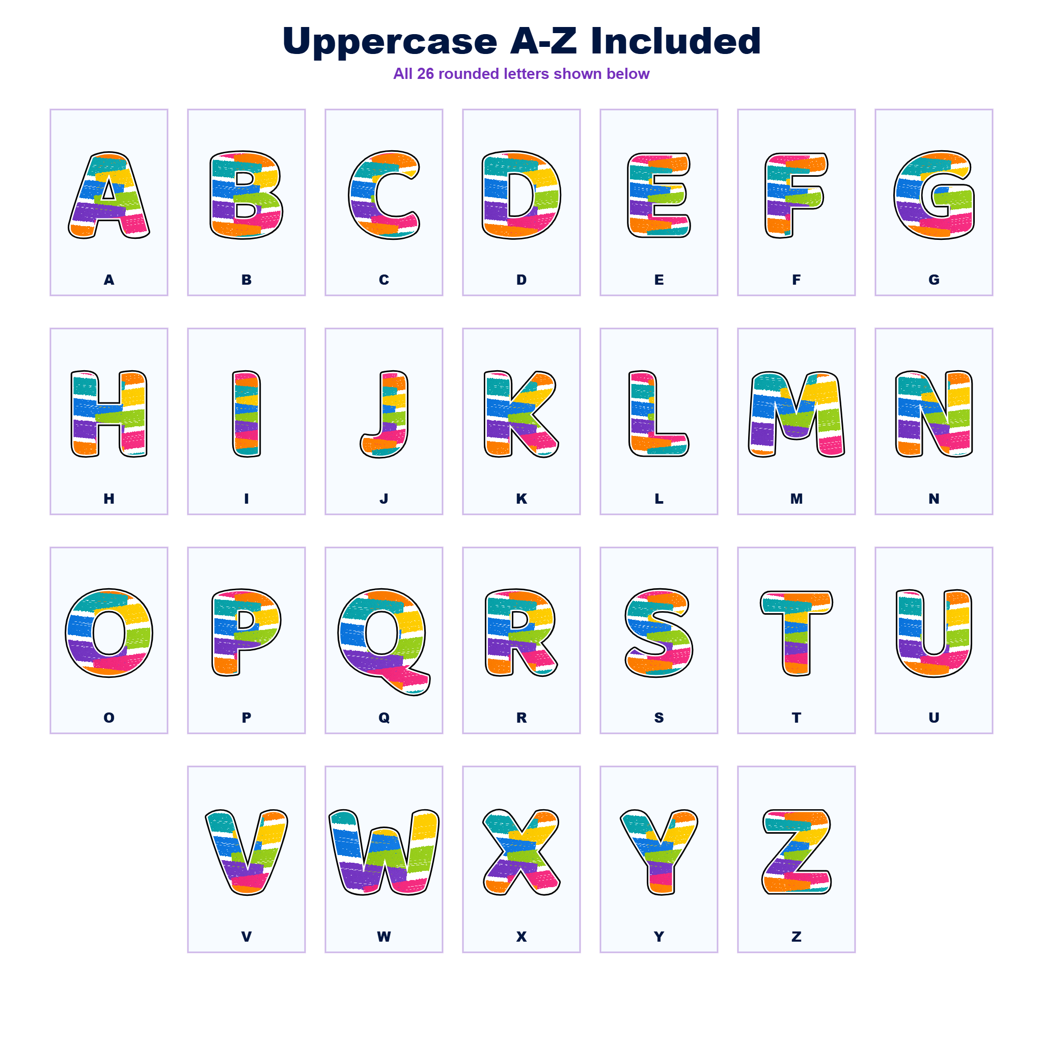 Colour Pop Roller Marks Display Lettering Pack - Set 01 - Uppercase A-Z