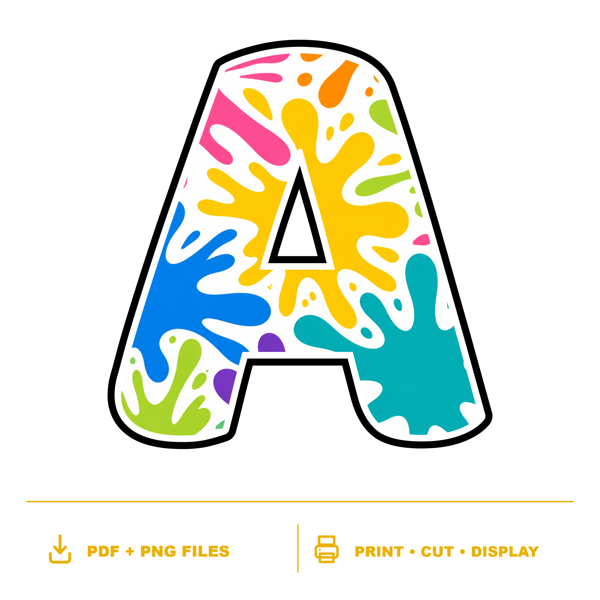 Colour Pop Splashes Display Lettering Pack - Set 01 - Uppercase A-Z