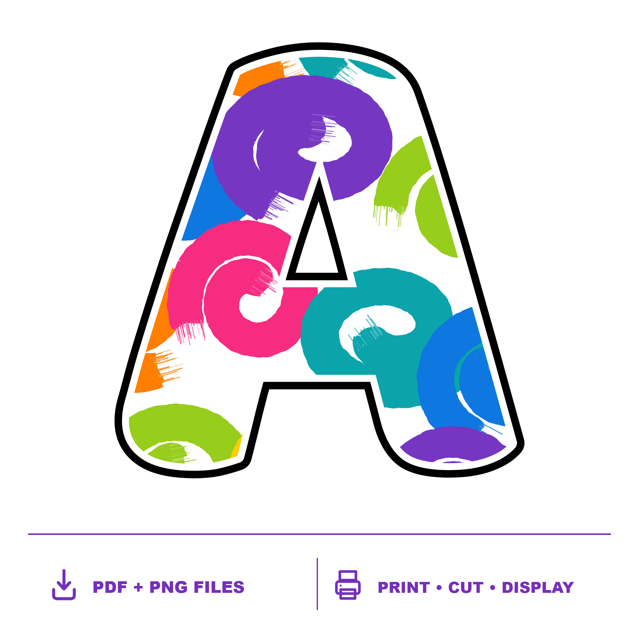 Colour Pop Swirls Display Lettering Pack - Set 01 - Uppercase A-Z