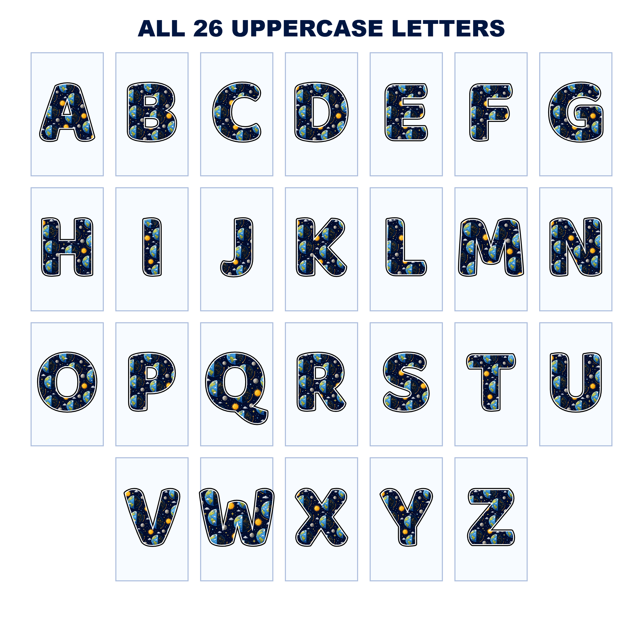 Day and Night Display Lettering Pack – Set 01 – Uppercase A–Z