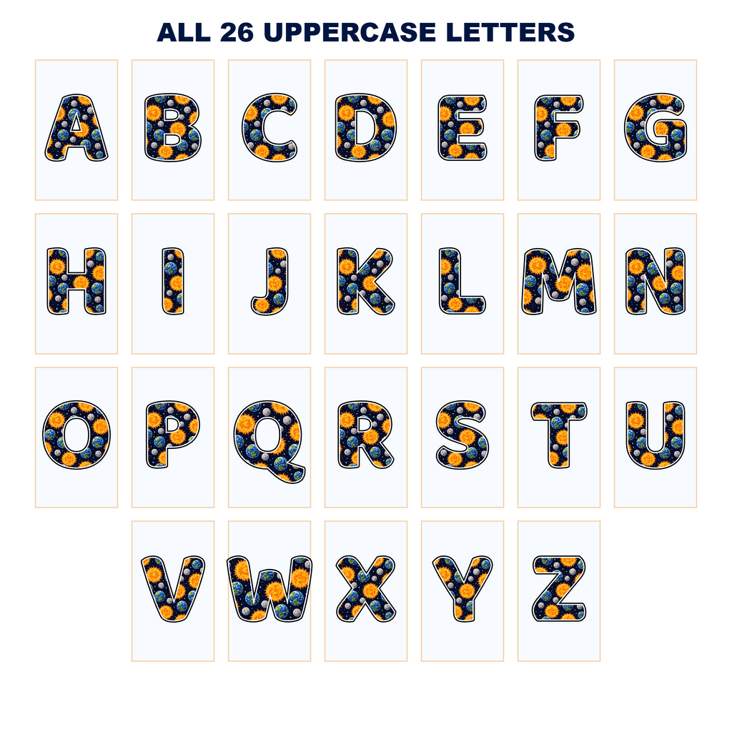 Earth, Sun and Moon Display Lettering Pack – Set 01 – Uppercase A–Z