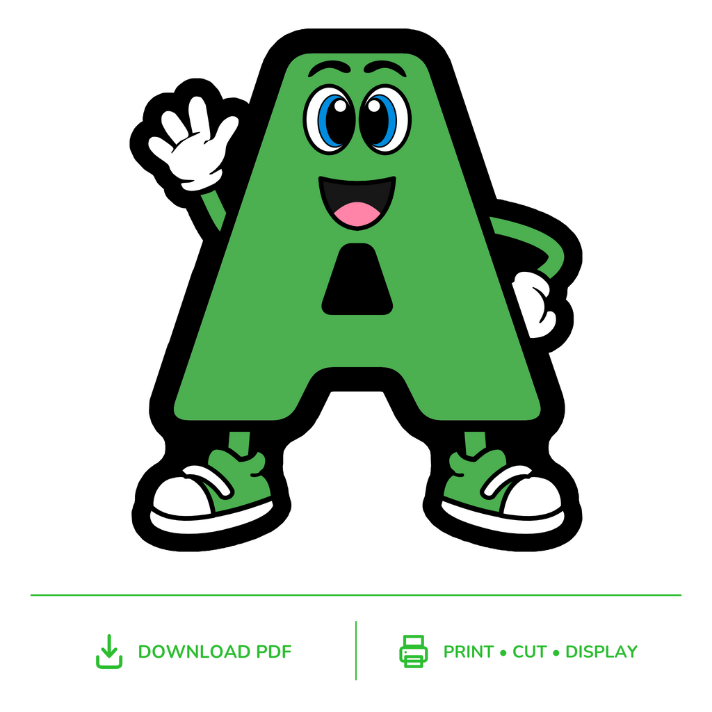Green Character Display Lettering Pack - Uppercase A–Z