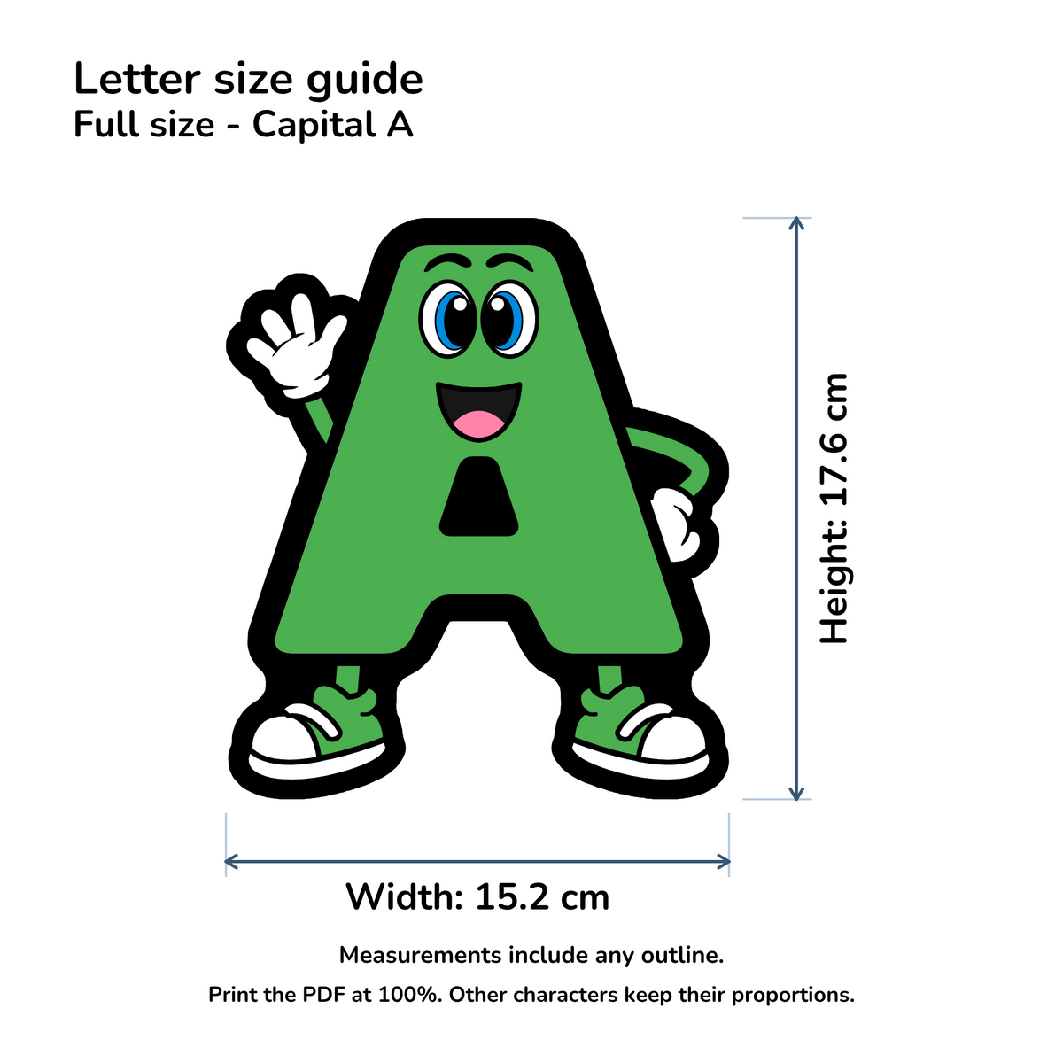 Green Character Display Lettering Pack - Uppercase A–Z