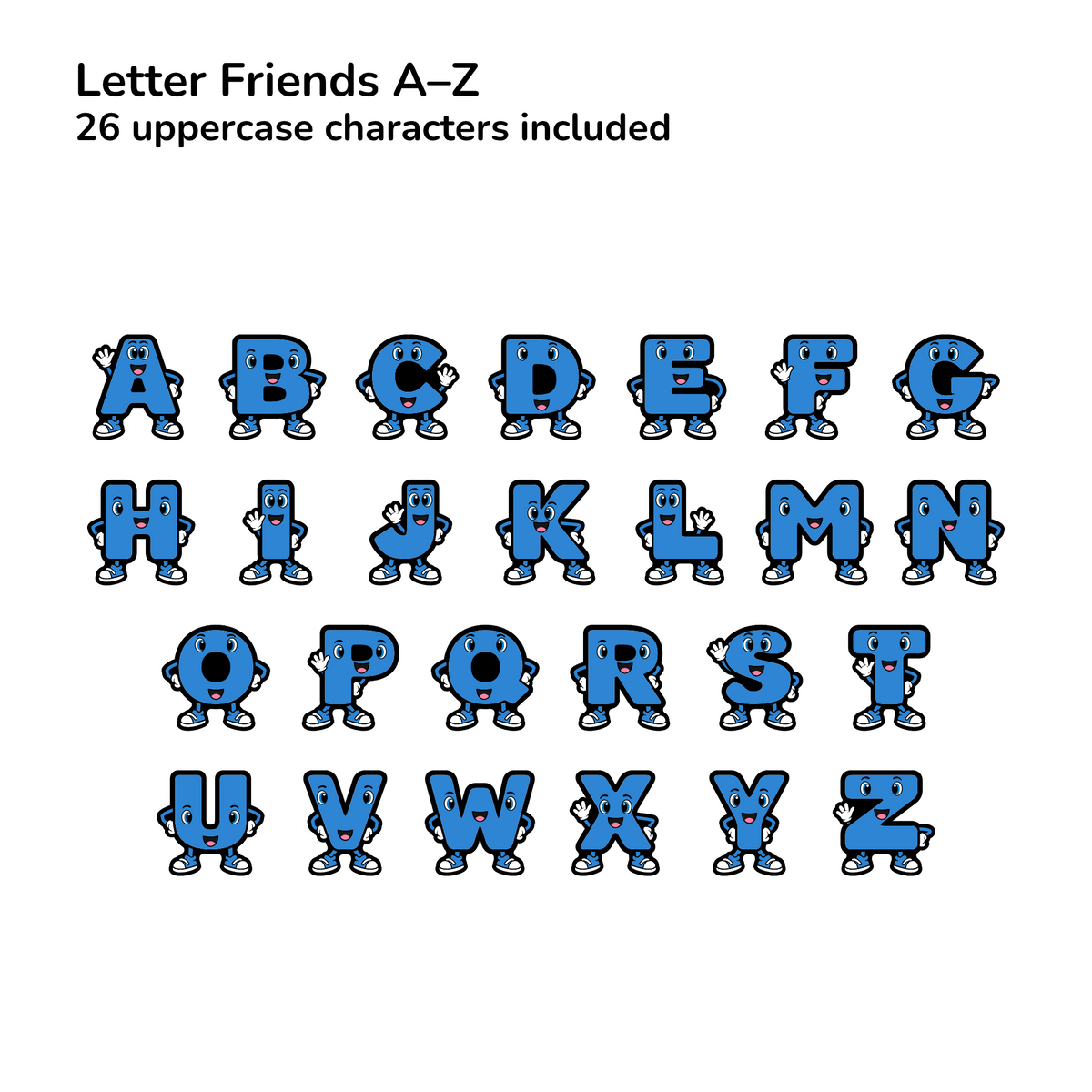 Blue Character Display Lettering Pack - Uppercase A–Z