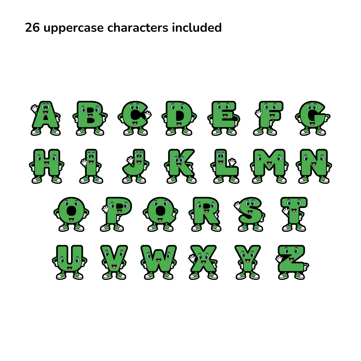 Green Character Display Lettering Pack - Uppercase A–Z