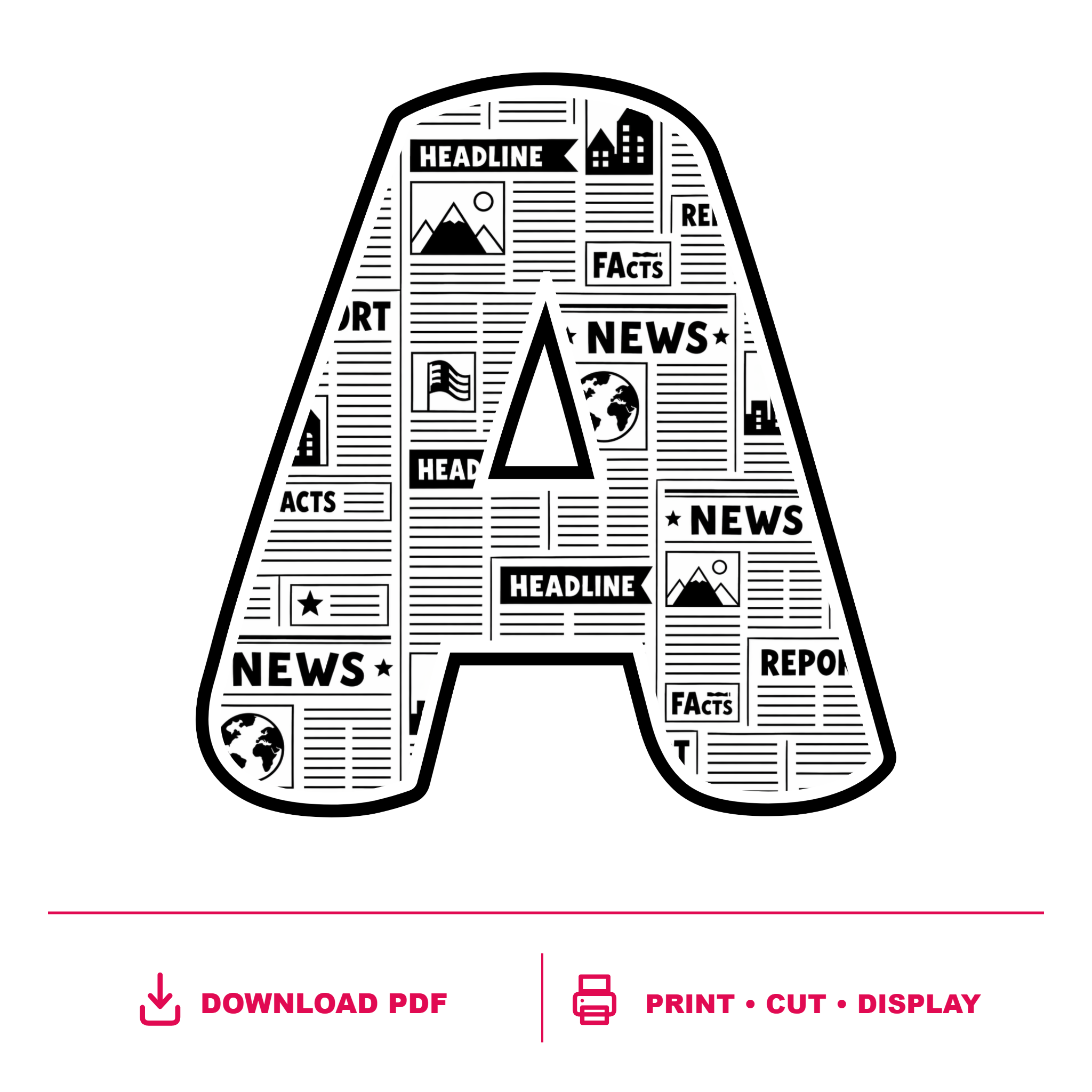 Newspaper Display Lettering Pack – Set 01 – Uppercase A–Z