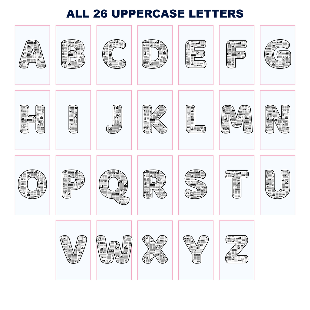 Newspaper Display Lettering Pack – Set 01 – Uppercase A–Z