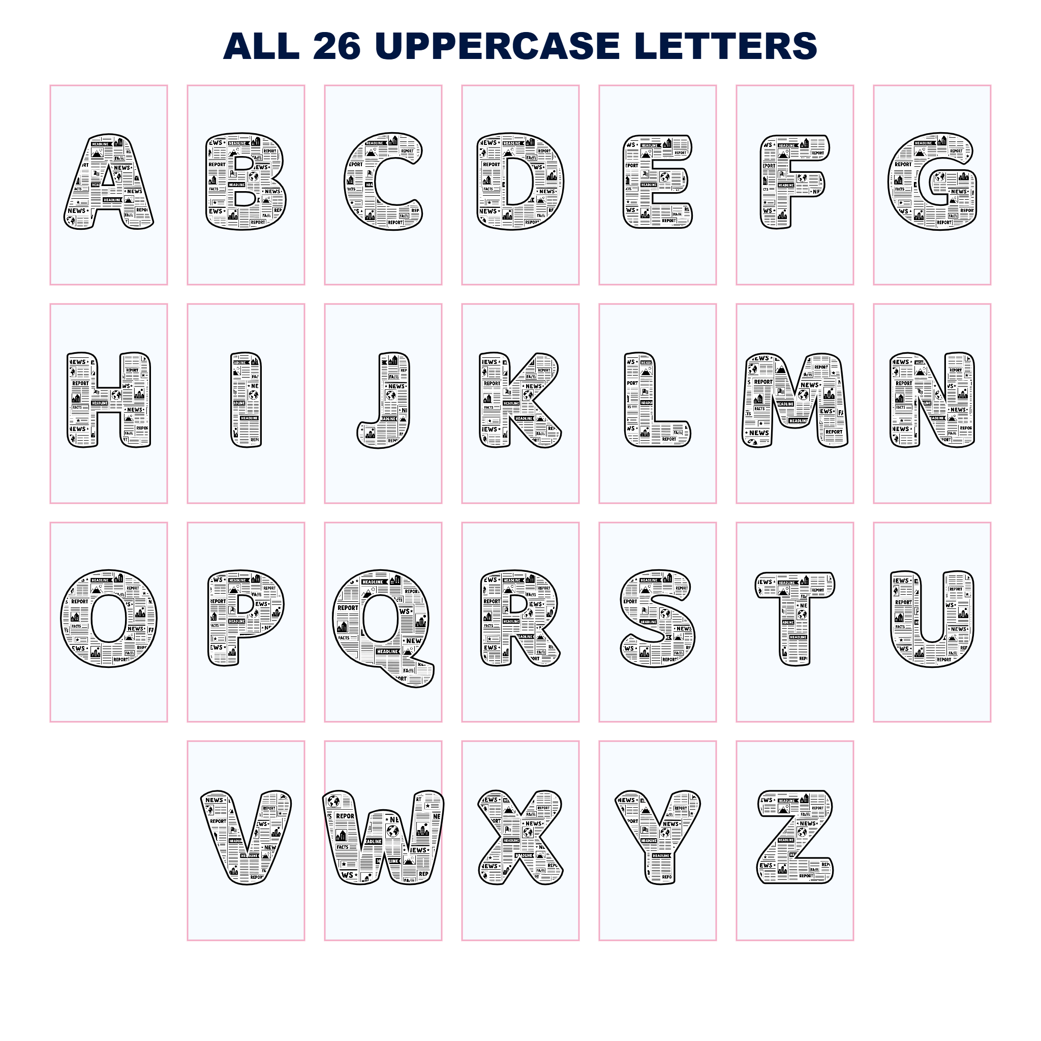 Newspaper Display Lettering Pack – Set 01 – Uppercase A–Z