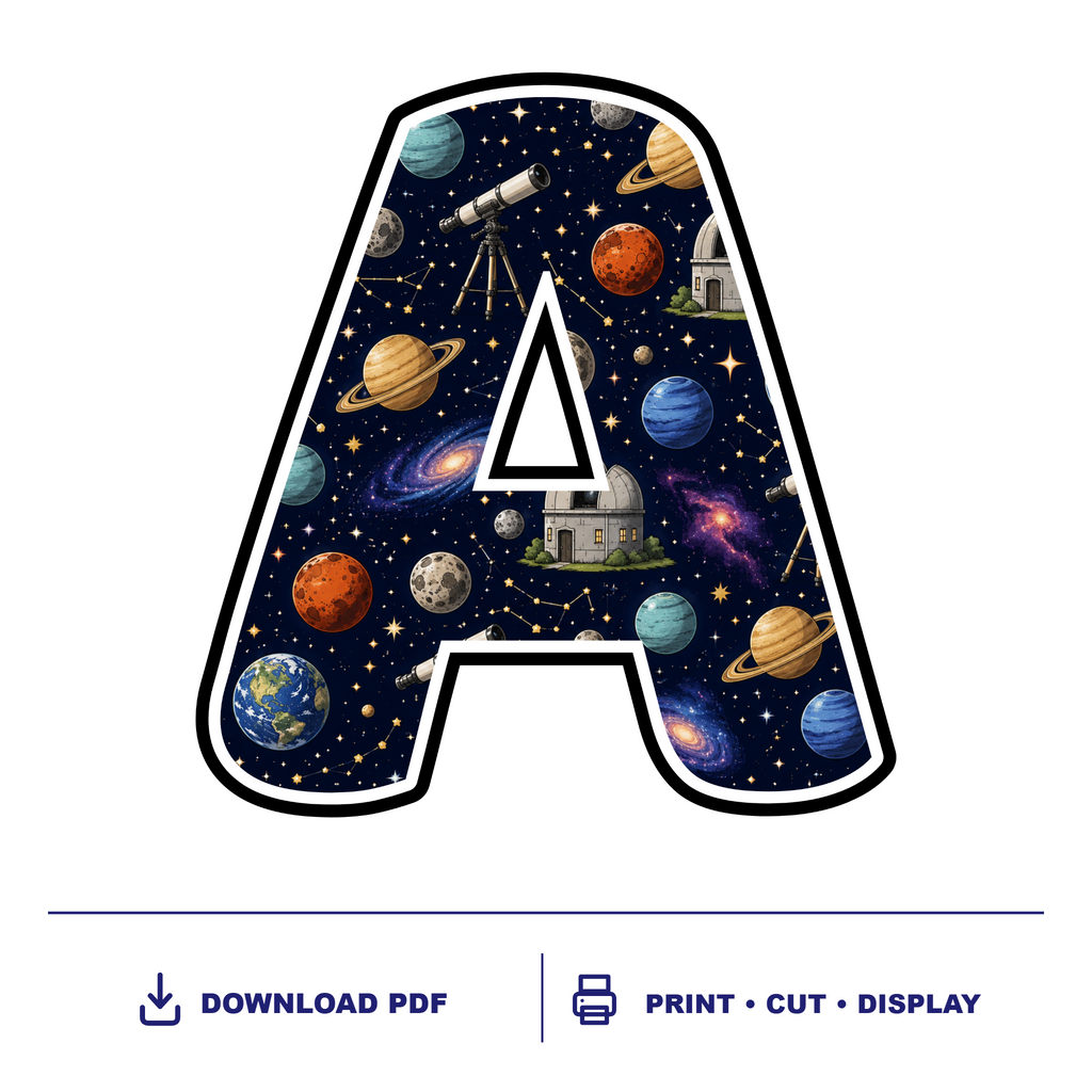 Observing Space Display Lettering Pack – Set 01 – Uppercase A–Z