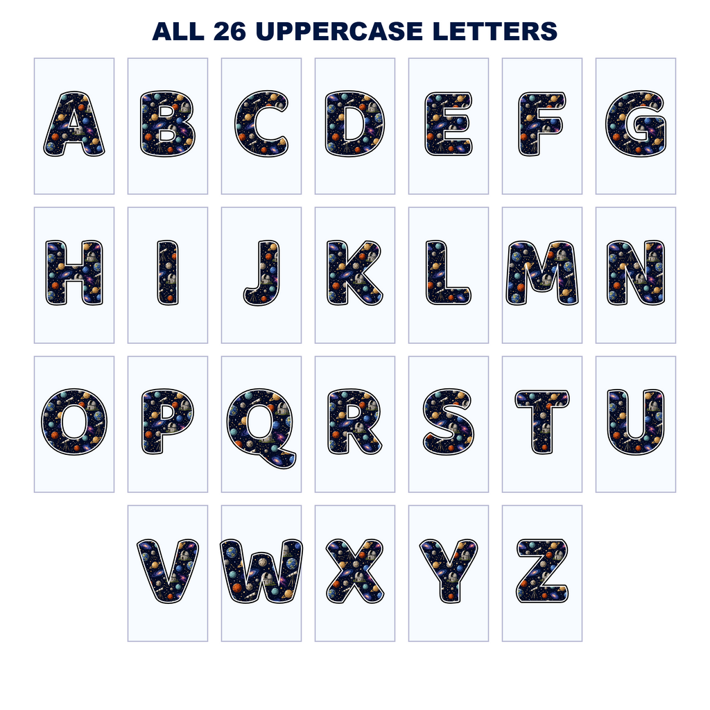 Observing Space Display Lettering Pack – Set 01 – Uppercase A–Z