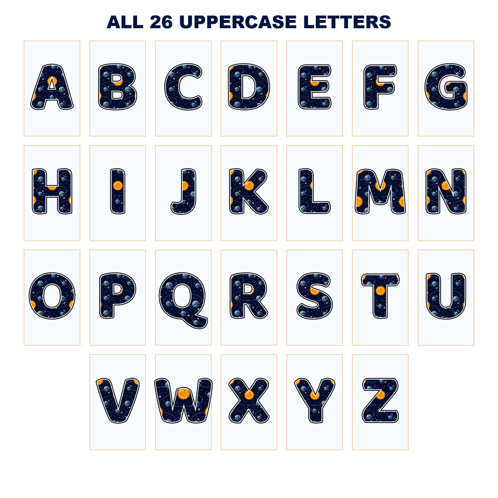 Orbits and Movement Display Lettering Pack – Set 01 – Uppercase A–Z