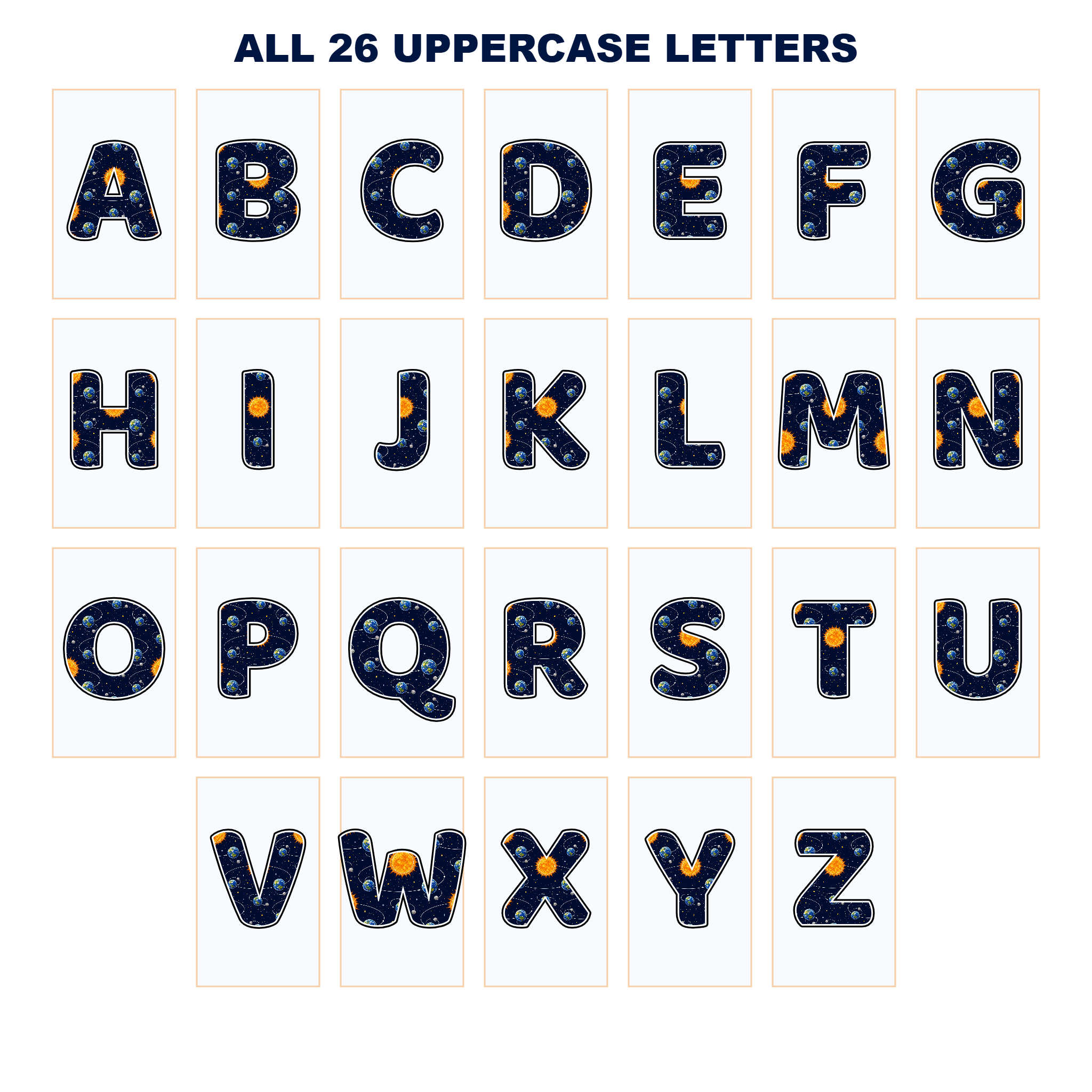 Orbits and Movement Display Lettering Pack – Set 01 – Uppercase A–Z