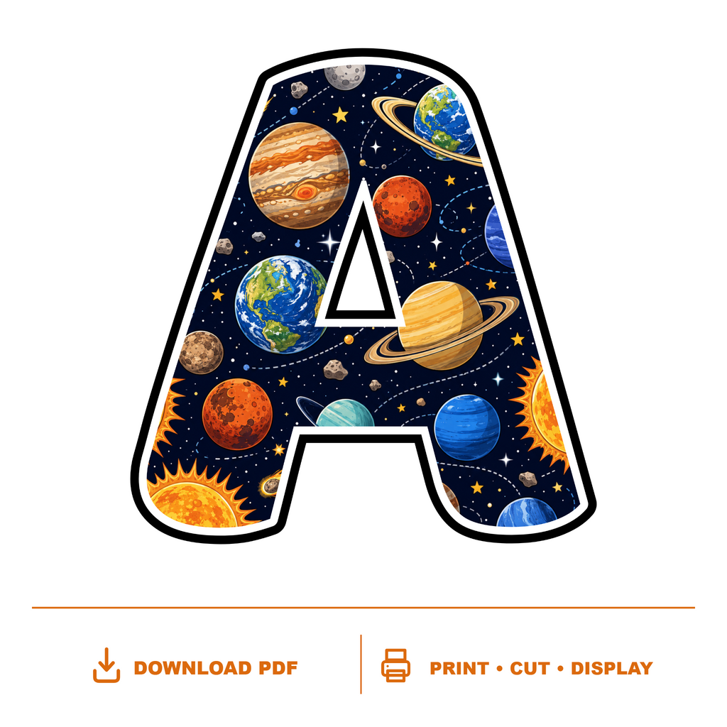 Solar System Display Lettering Pack – Set 01 – Uppercase A–Z