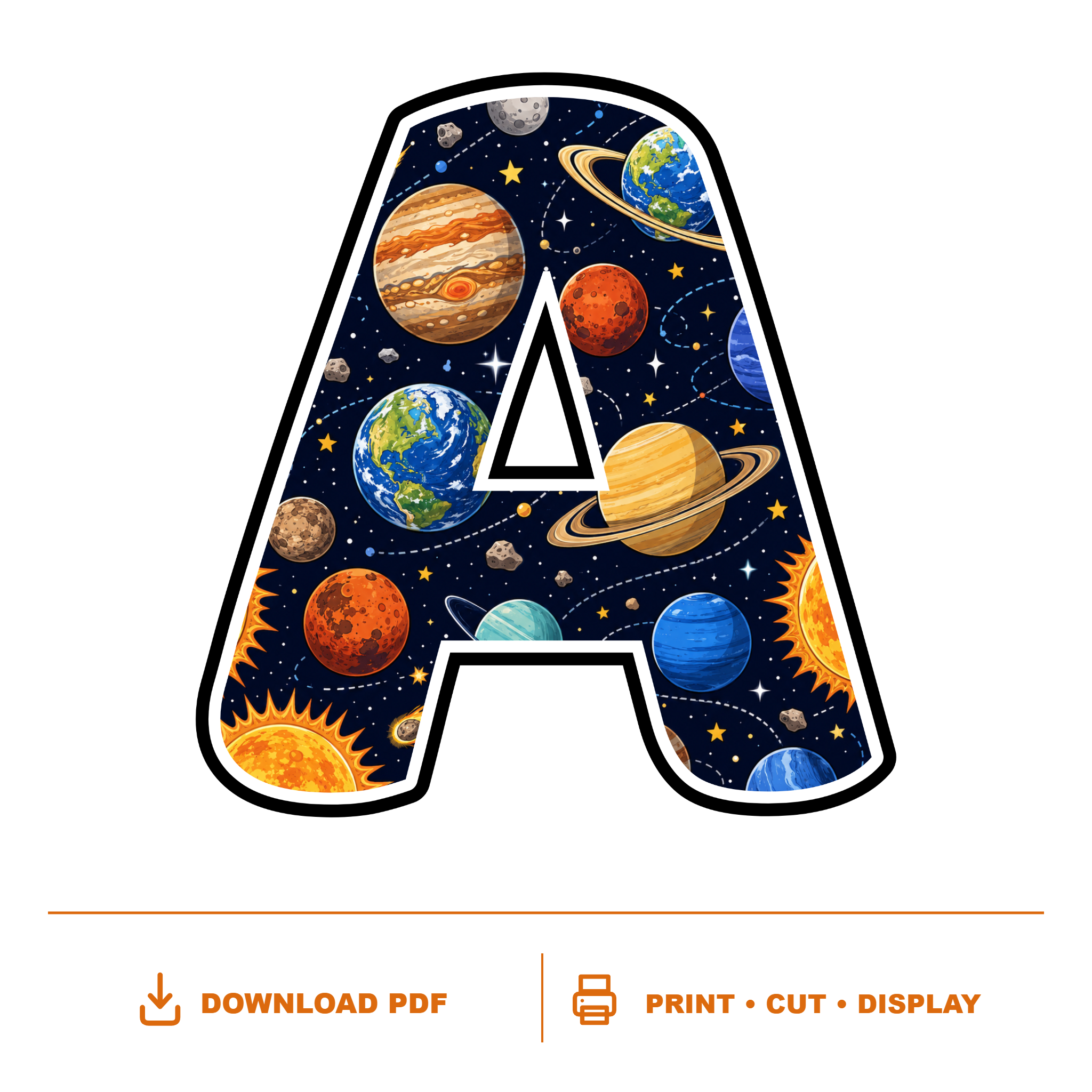 Solar System Display Lettering Pack – Set 01 – Uppercase A–Z
