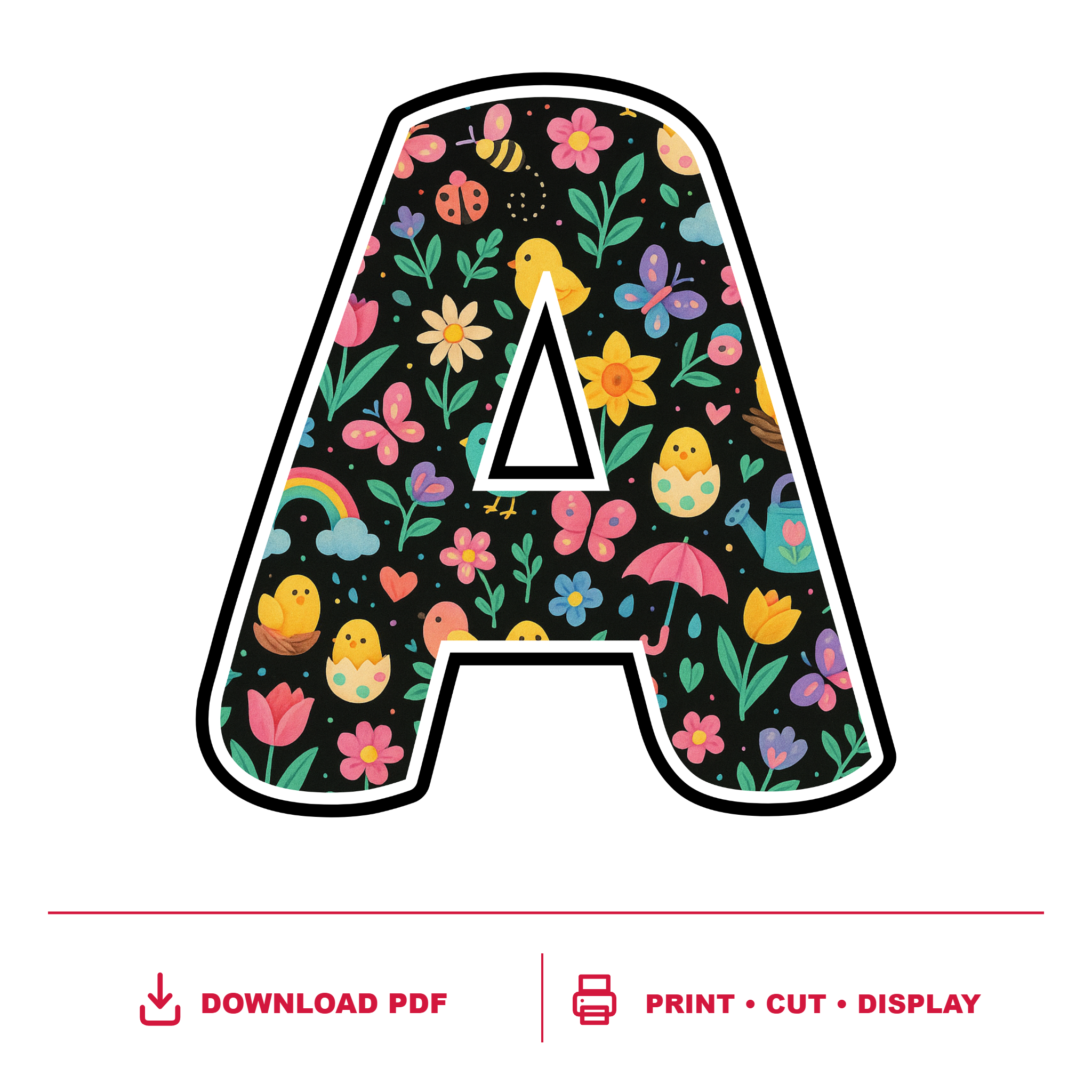 Spring Nature Display Lettering Pack - Set 01 - Uppercase A-Z