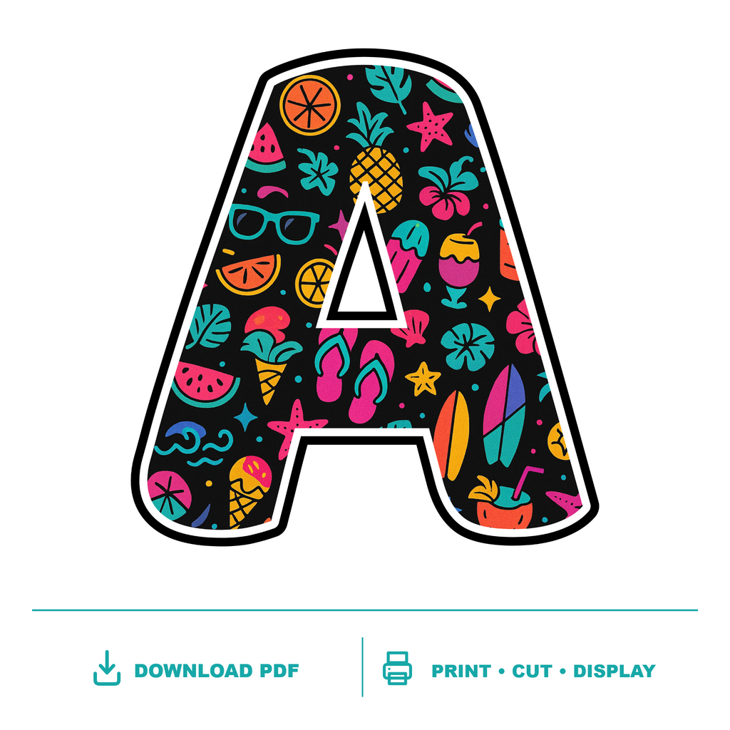 Tropical Summer Display Lettering Pack – Set 01 – Uppercase A–Z