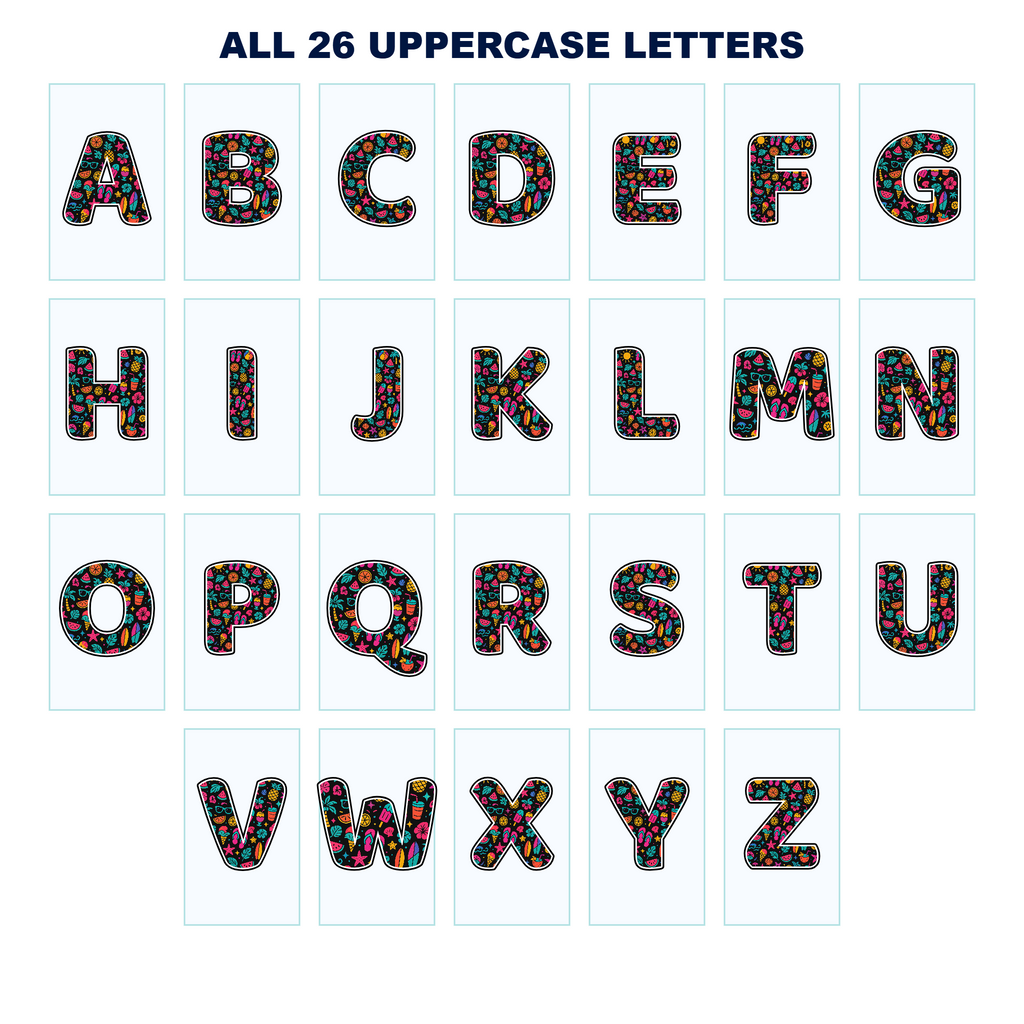 Tropical Summer Display Lettering Pack – Set 01 – Uppercase A–Z