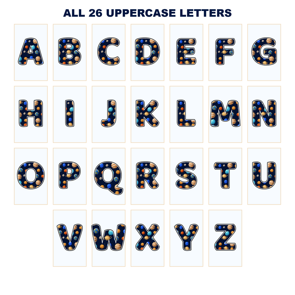 Eight Planets Display Lettering Pack – Set 01 – Uppercase A–Z
