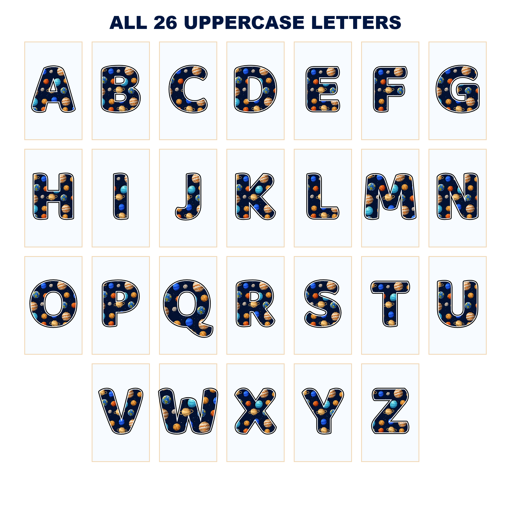 Eight Planets Display Lettering Pack – Set 01 – Uppercase A–Z