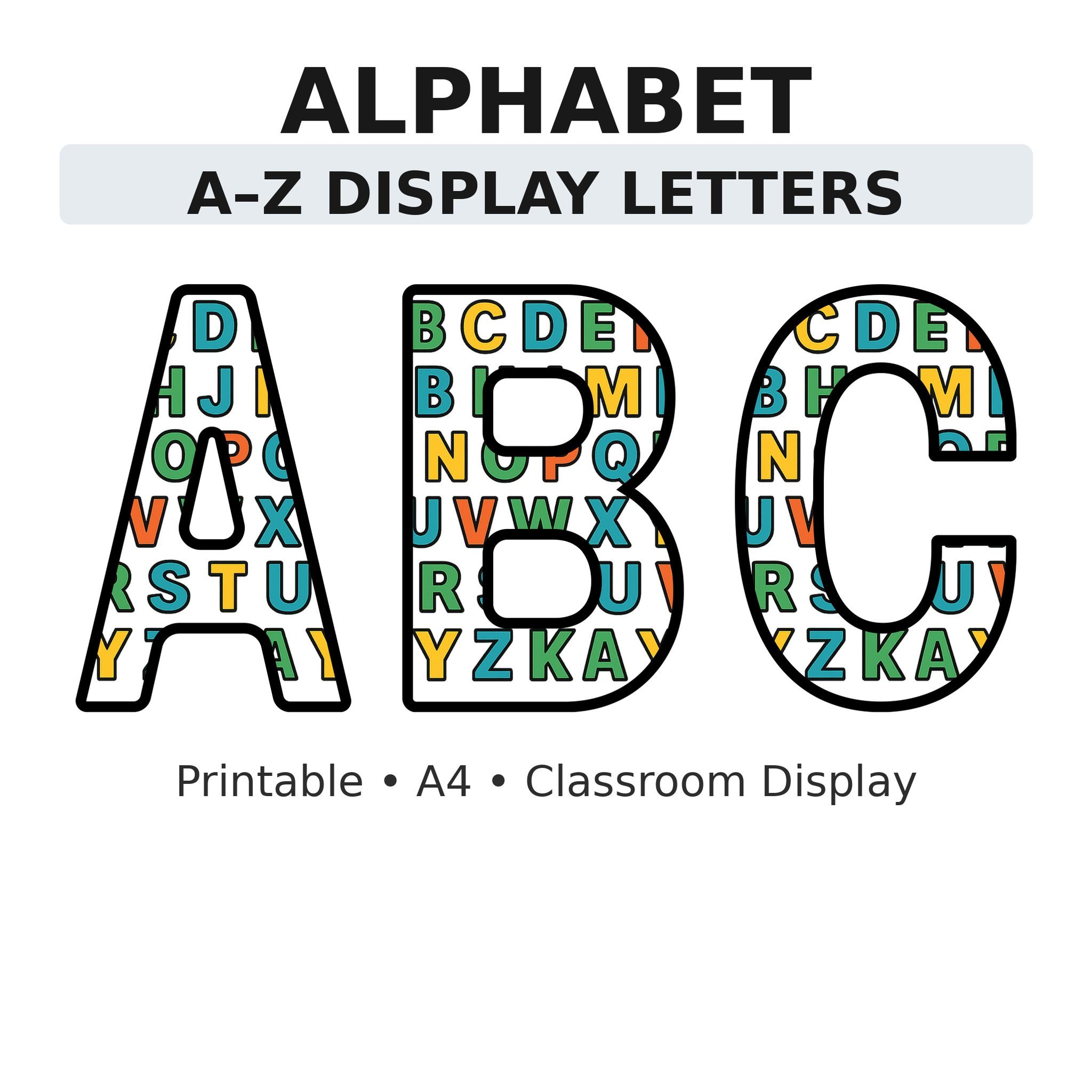 Alphabet English Display Board Letters | A–Z Alphabet | Printable KS1 Classroom Display | PDF