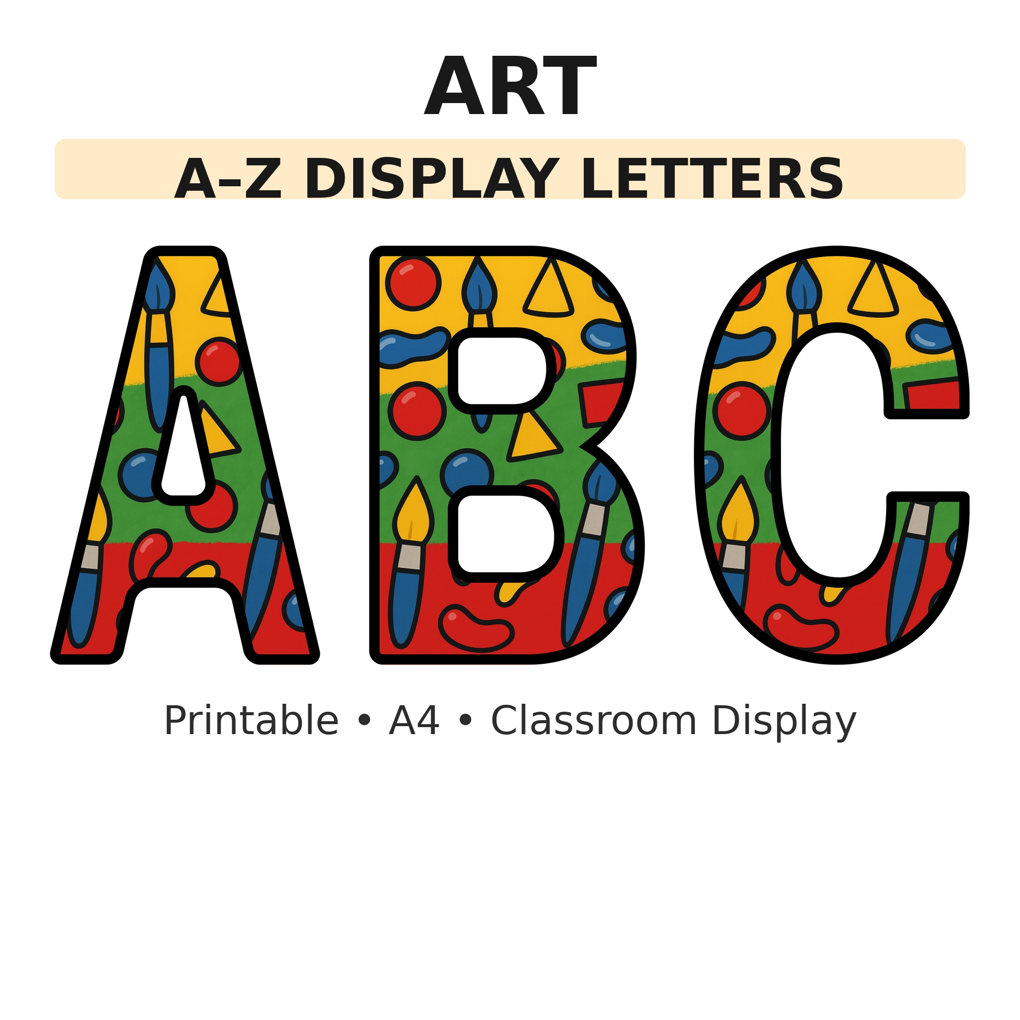Art Display Board Letters | A–Z Alphabet | Printable KS1 Classroom Display | PDF